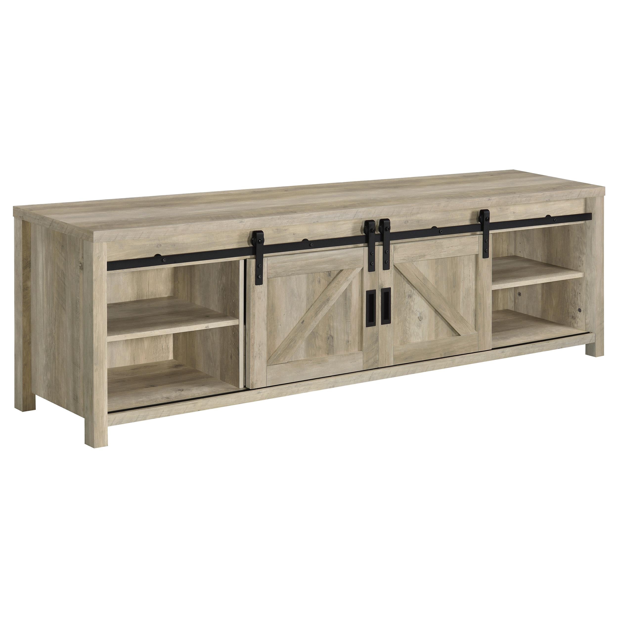 Coaster Furniture Madra 736263 2-door Engineered Wood 79" TV Stand - Distressed Pine - Image 3