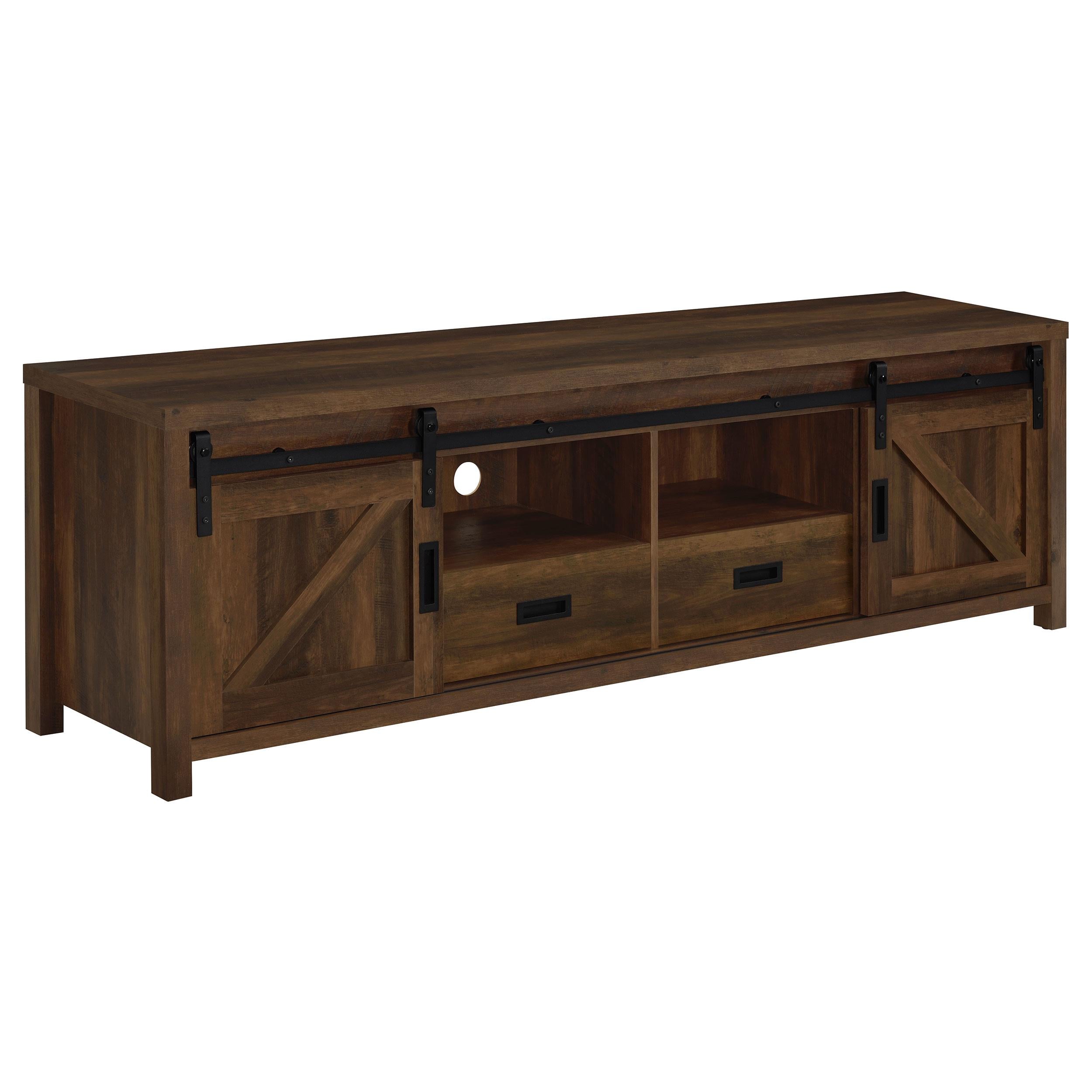 Coaster Furniture Madra 736273 2-door Engineered Wood 79" TV Stand - Dark Pine - Image 1