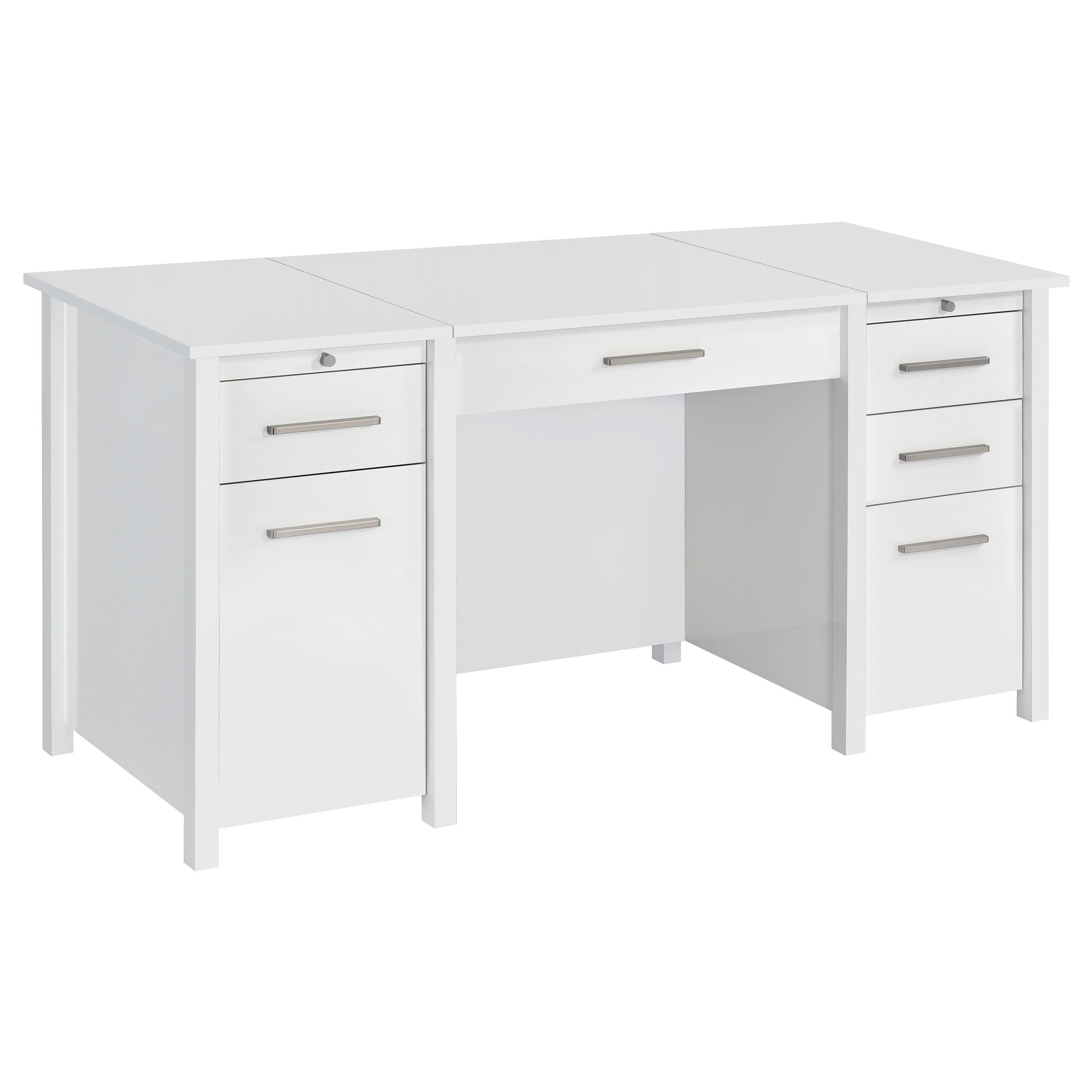 Coaster Furniture Dylan 801573 60-inch 4-Drawer Lift Top Office Desk – White High Gloss
