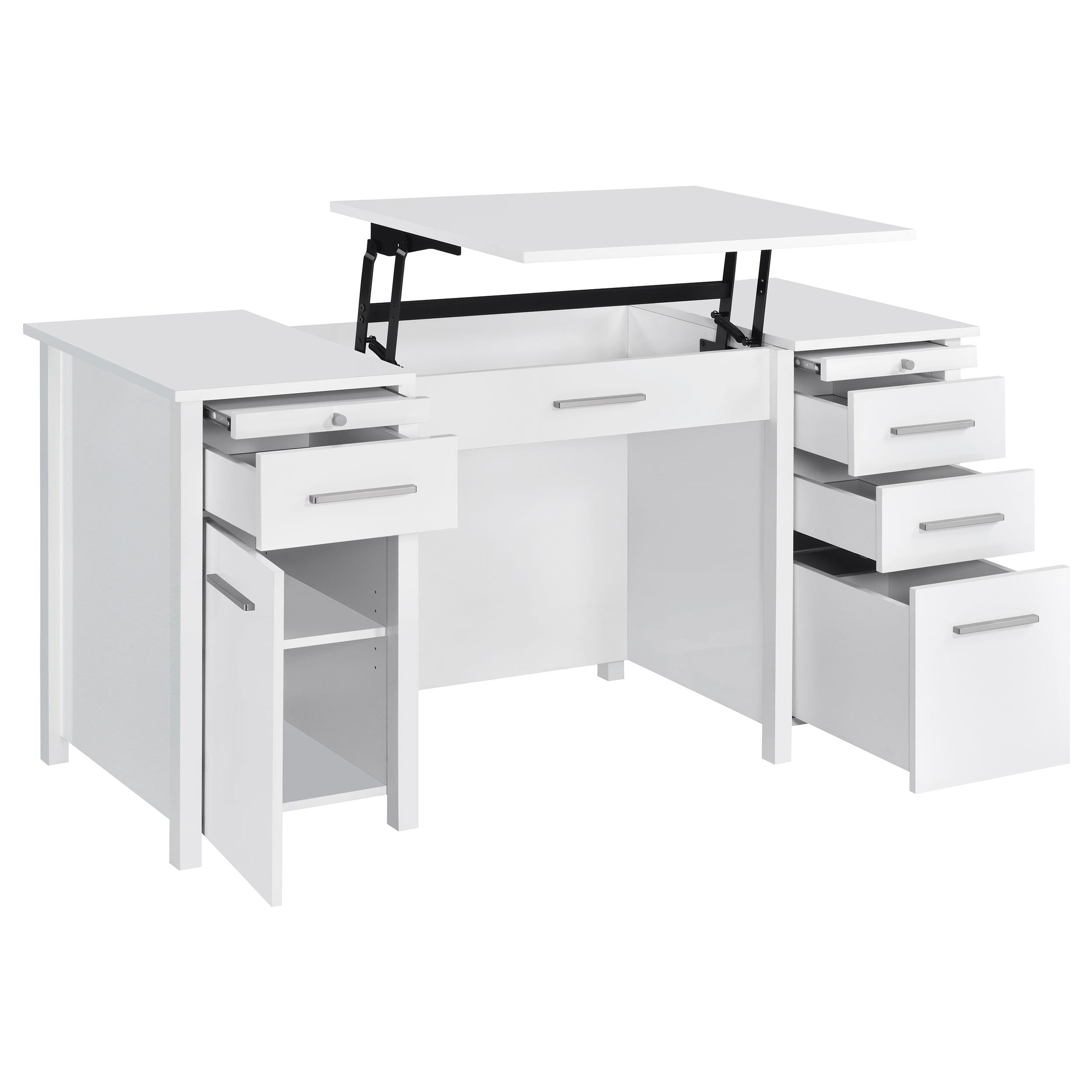 Coaster Furniture Dylan 801573 60-inch 4-Drawer Lift Top Office Desk - White High Gloss - Image 2