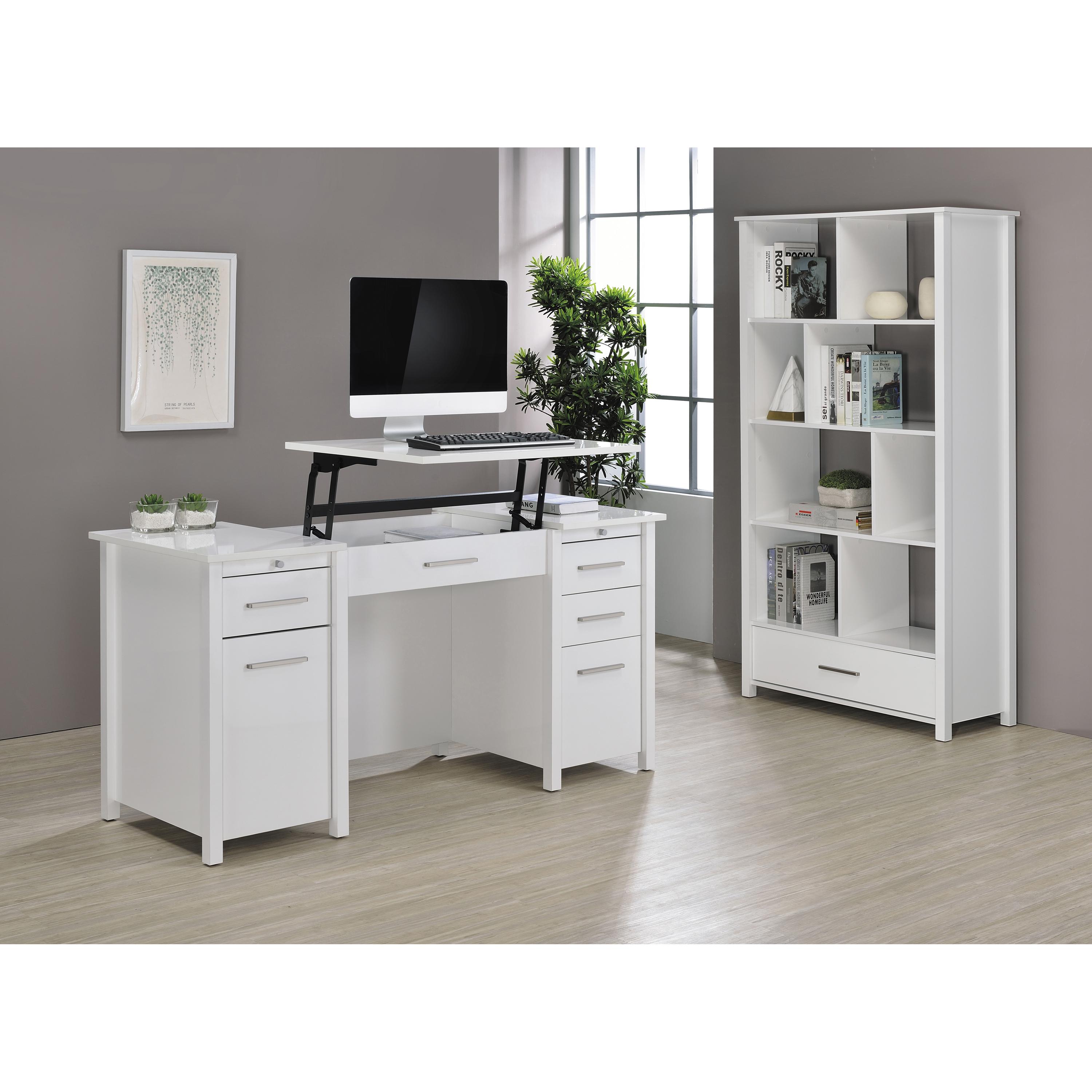 Coaster Furniture Dylan 801574 68-inch 4-shelf Storage Bookshelf - White High Gloss - Image 2