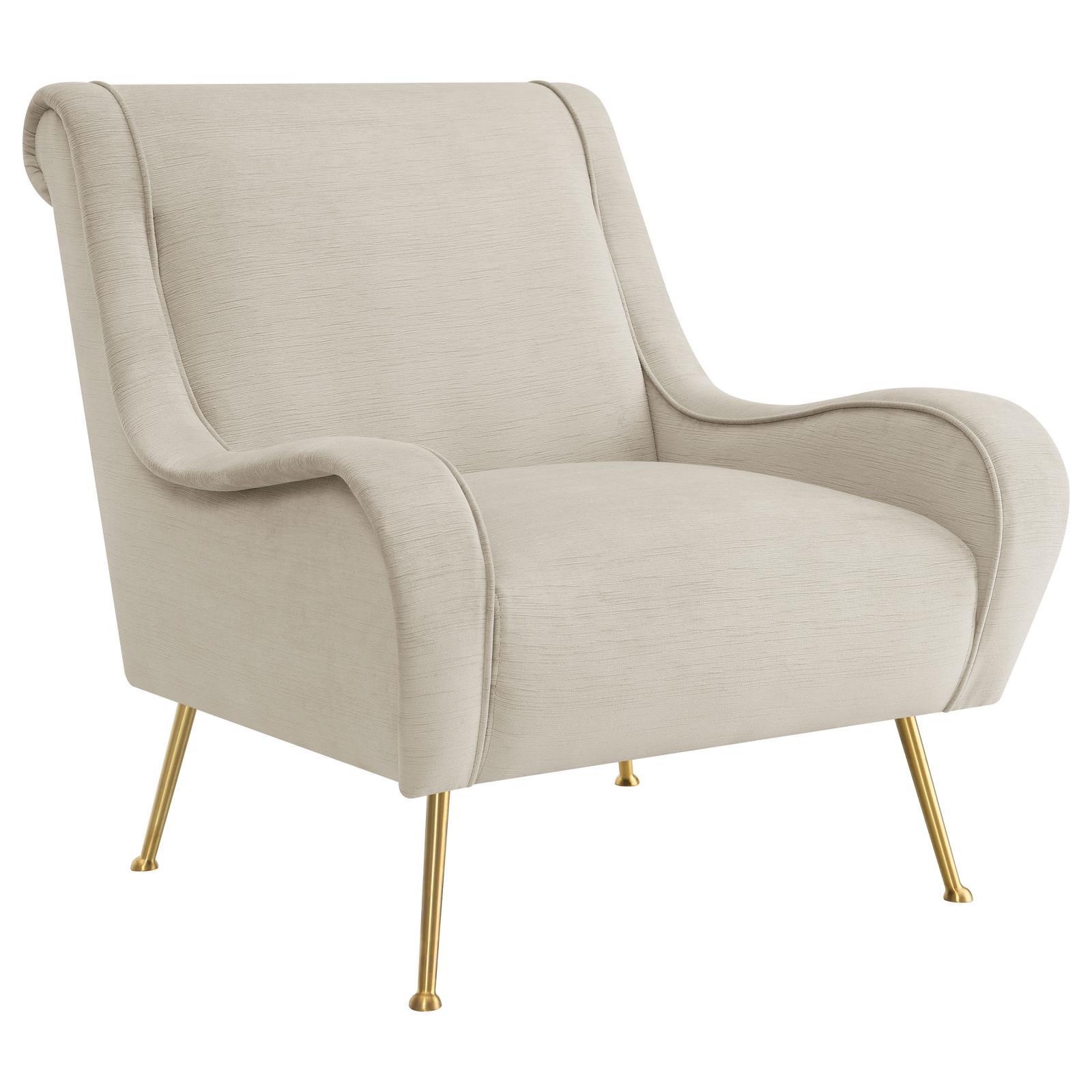 Coaster Furniture Ricci 903043 Upholstered Saddle Arm Accent Chair - Stone - Image 1