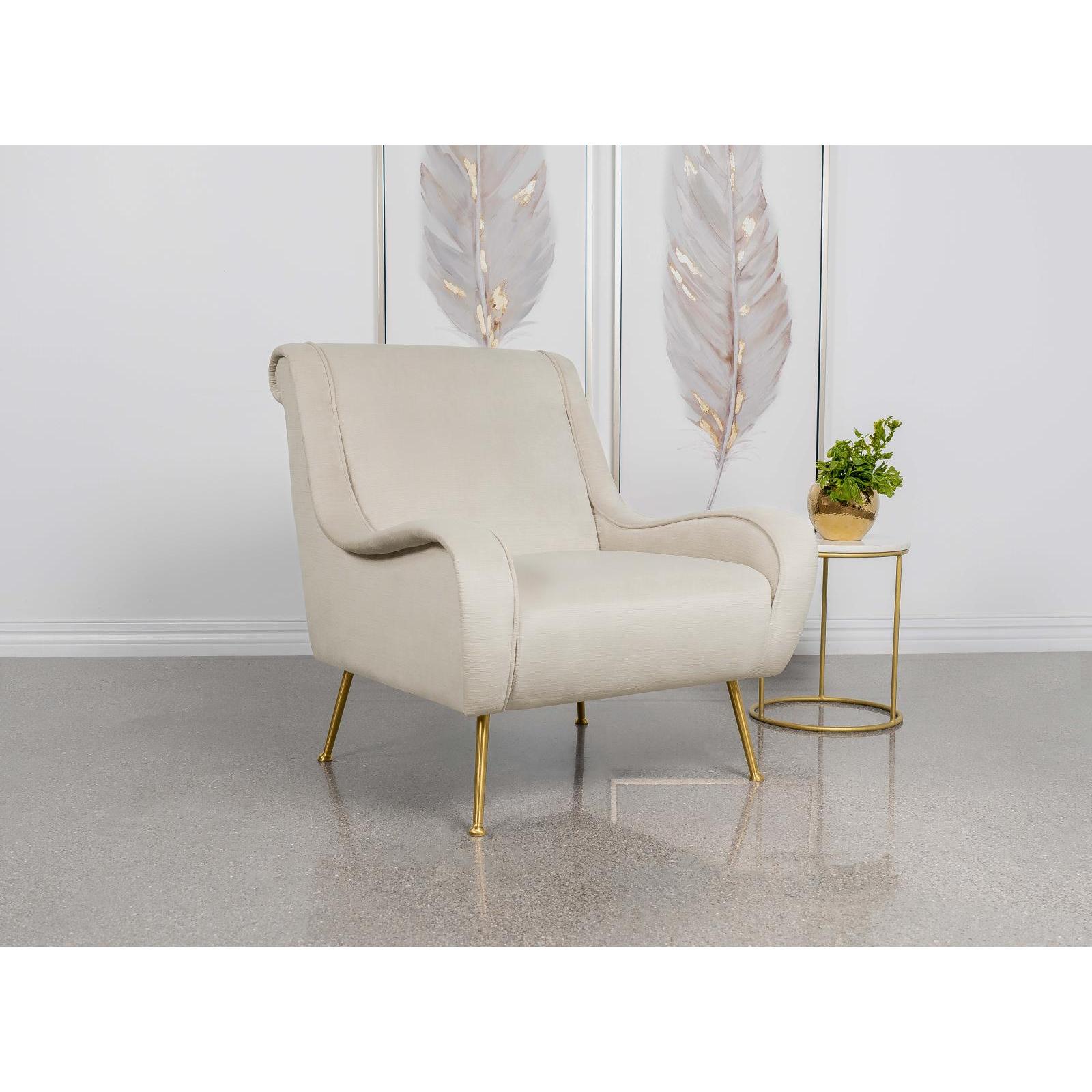 Coaster Furniture Ricci 903043 Upholstered Saddle Arm Accent Chair - Stone - Image 2