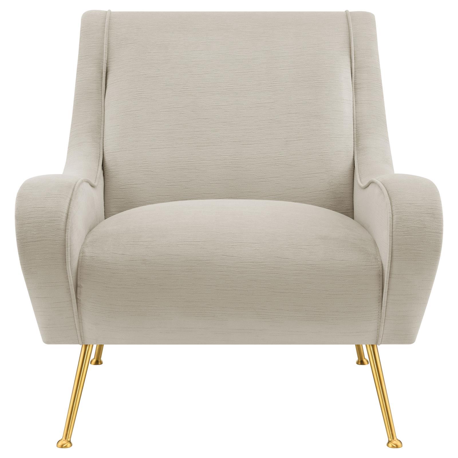 Coaster Furniture Ricci 903043 Upholstered Saddle Arm Accent Chair - Stone - Image 3