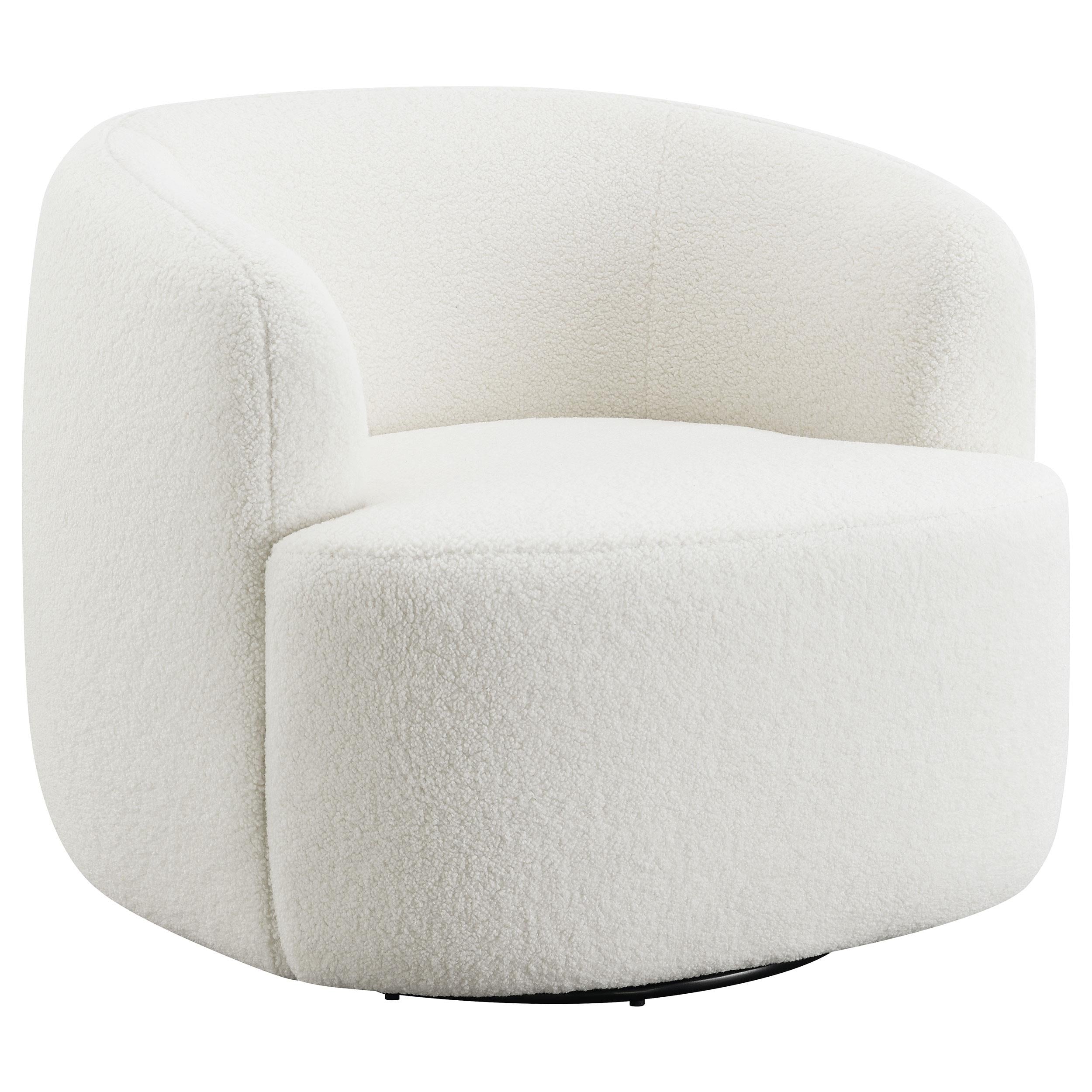 Coaster Furniture Hudson 905726 Faux Sheepskin Upholstered Swivel Chair - Natural - Image 1