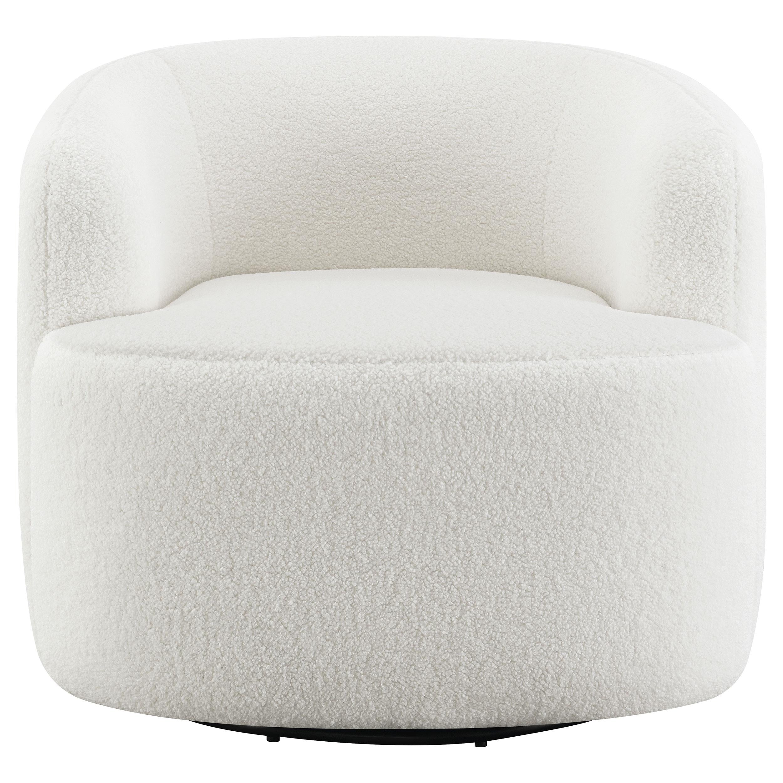 Coaster Furniture Hudson 905726 Faux Sheepskin Upholstered Swivel Chair - Natural - Image 2