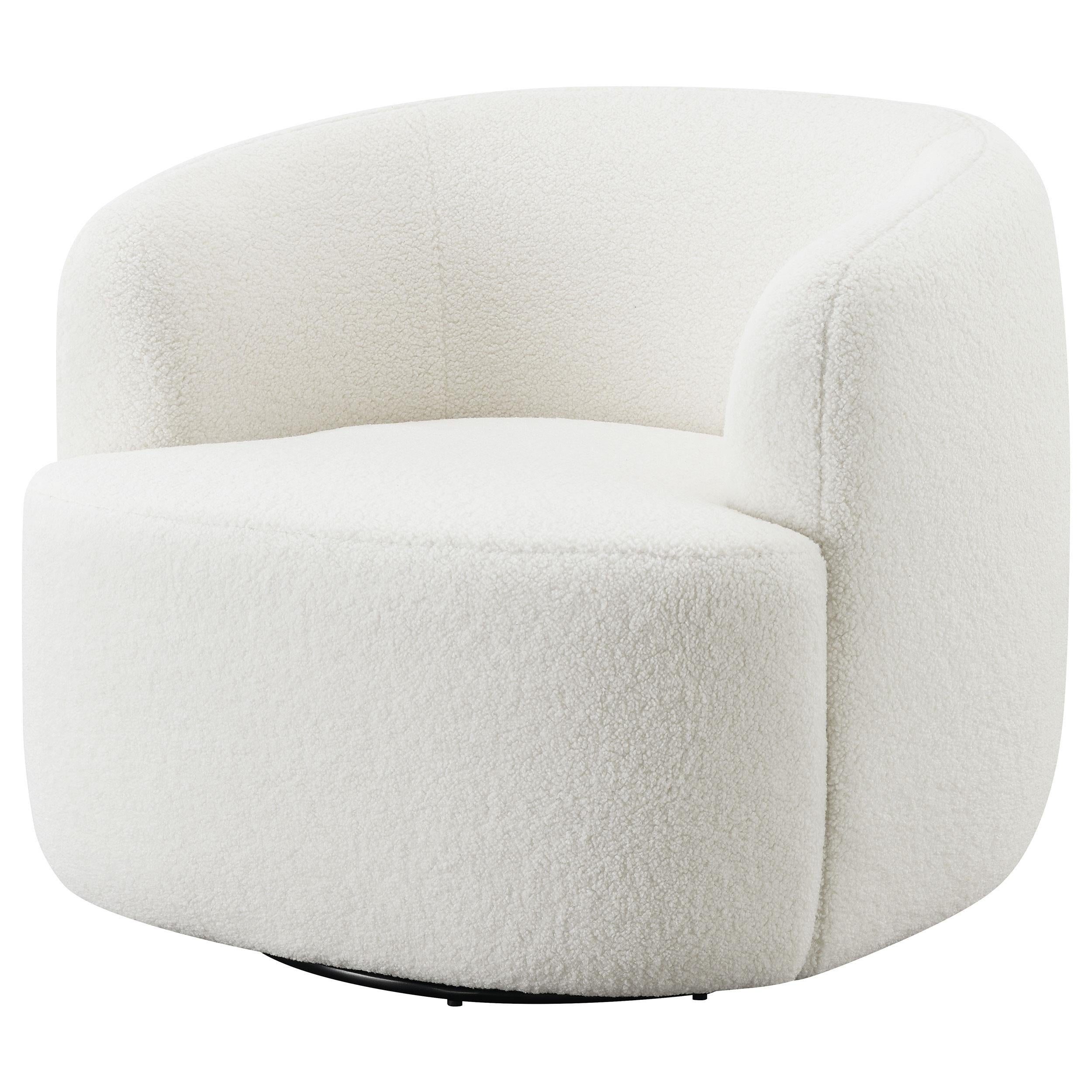 Coaster Furniture Hudson 905726 Faux Sheepskin Upholstered Swivel Chair - Natural - Image 3