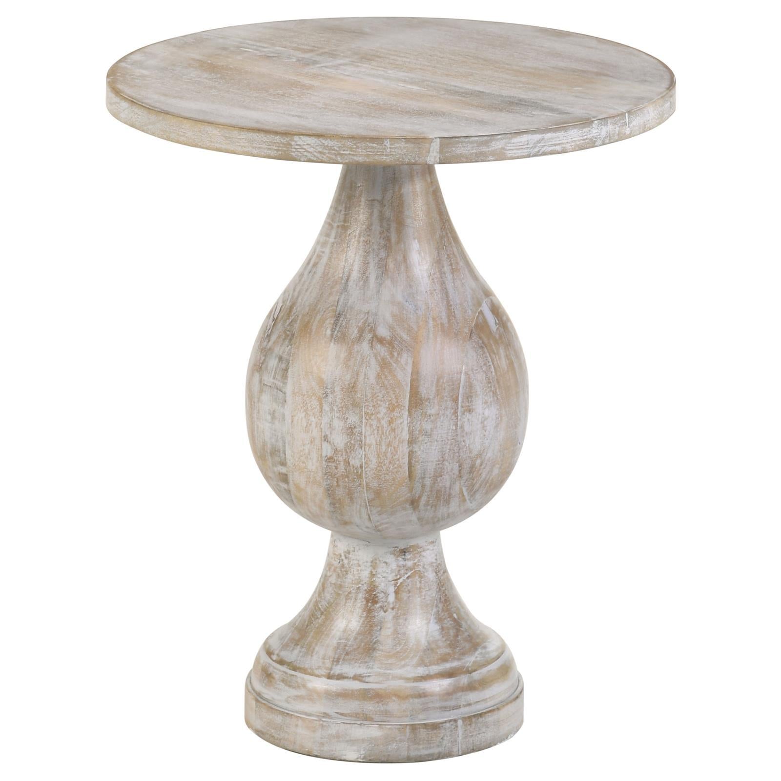 Coaster Furniture Dianella 915107 Round Pedestal Base Accent Side Table - White Washed - Image 1