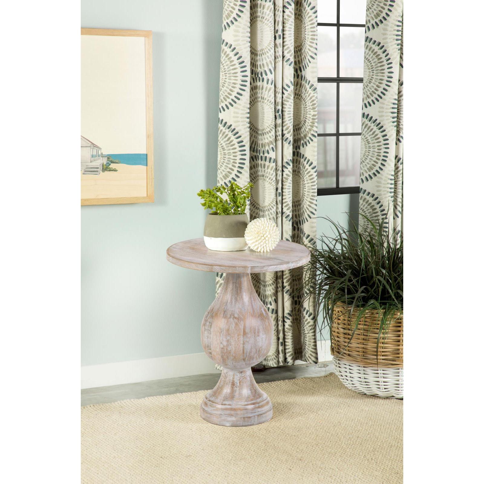 Coaster Furniture Dianella 915107 Round Pedestal Base Accent Side Table - White Washed - Image 2