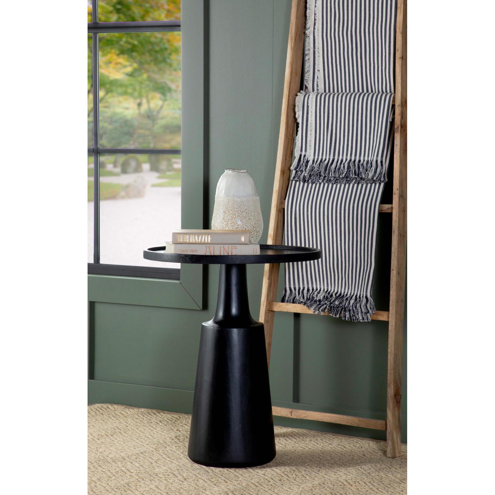 Coaster Furniture Ixia 915109 Round Solid Mango Wood Accent Side Table - Black Stain - Image 2
