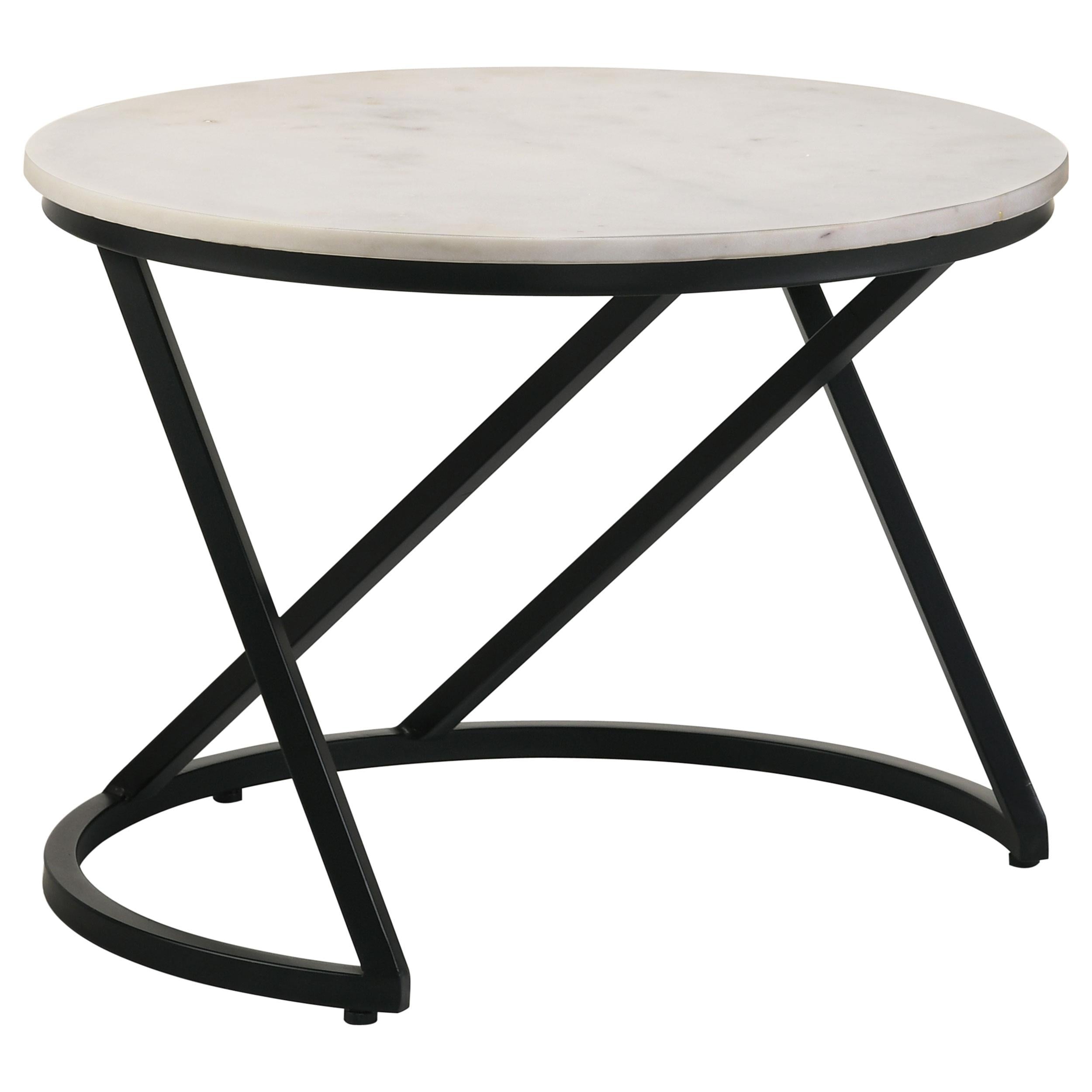 Coaster Furniture Miguel 931227 Round Marble Top Coffee Table - White and Black - Image 1