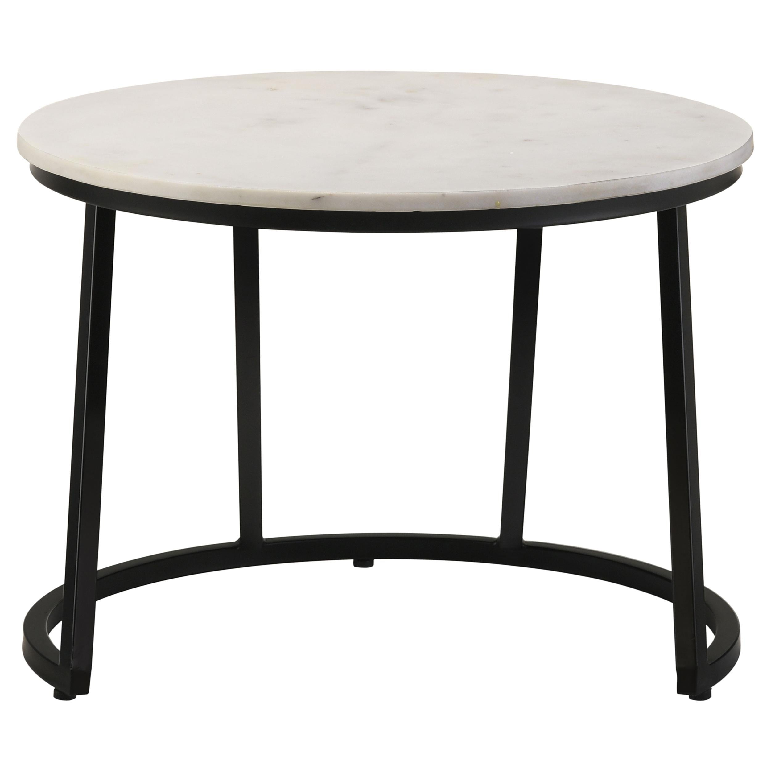 Coaster Furniture Miguel 931227 Round Marble Top Coffee Table - White and Black - Image 2