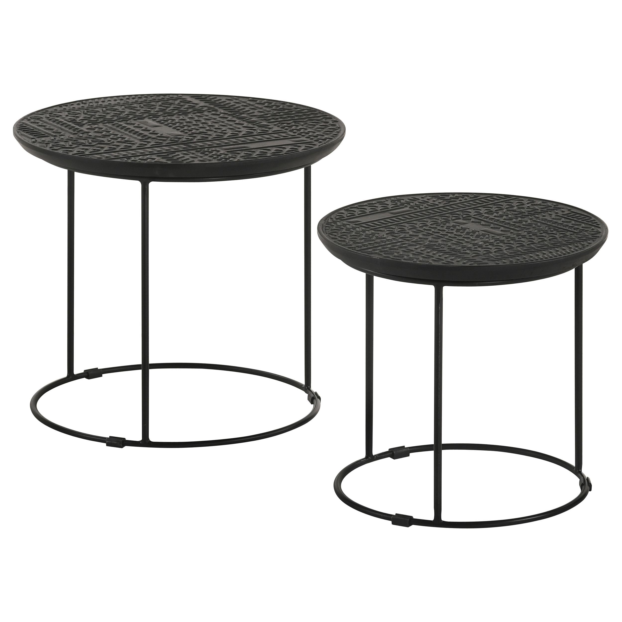 Coaster Furniture Loannis 935842 2-piece Round Mango Wood Nesting Table - Matte Black - Image 1