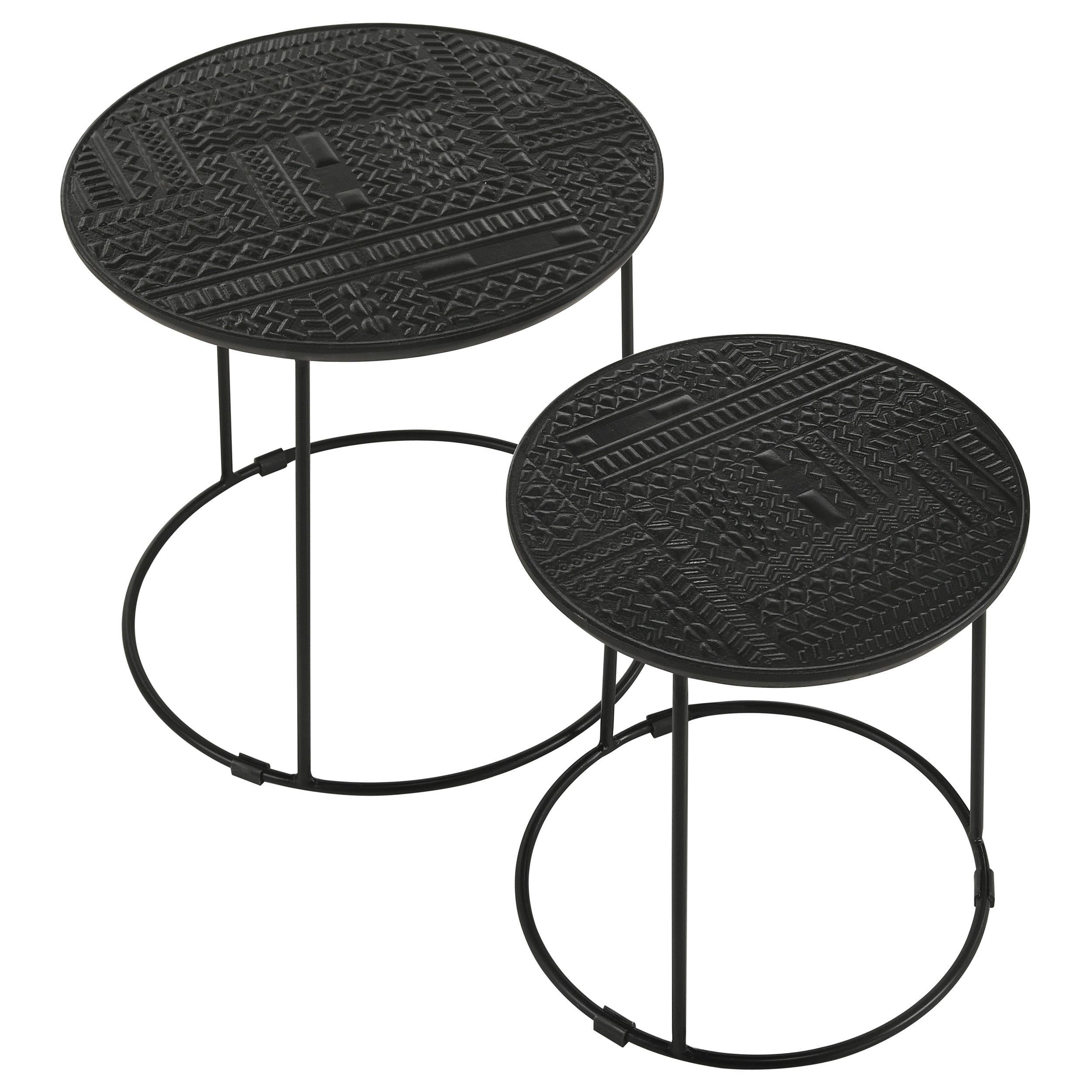 Coaster Furniture Loannis 935842 2-piece Round Mango Wood Nesting Table - Matte Black - Image 2