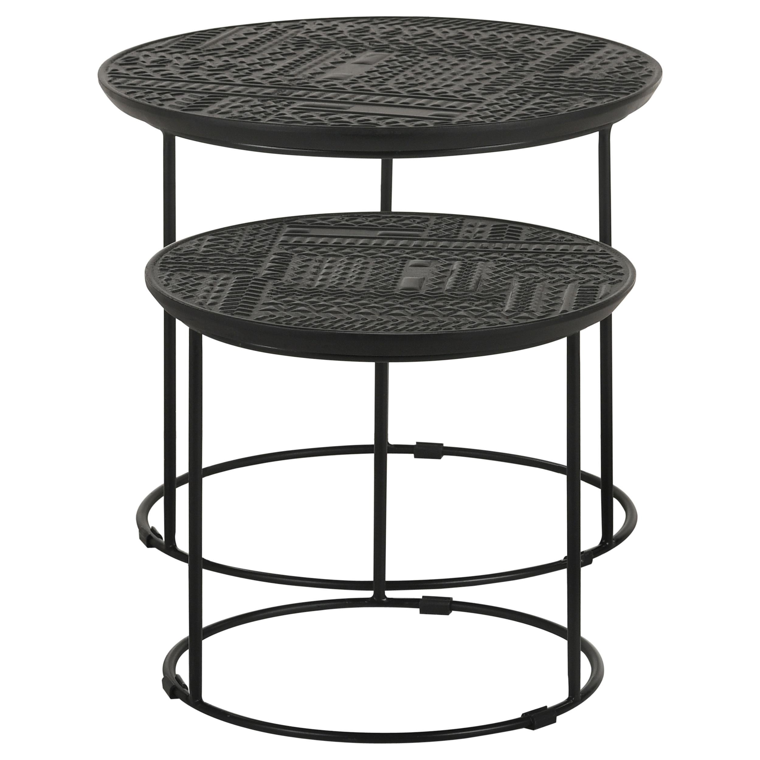 Coaster Furniture Loannis 935842 2-piece Round Mango Wood Nesting Table - Matte Black - Image 3