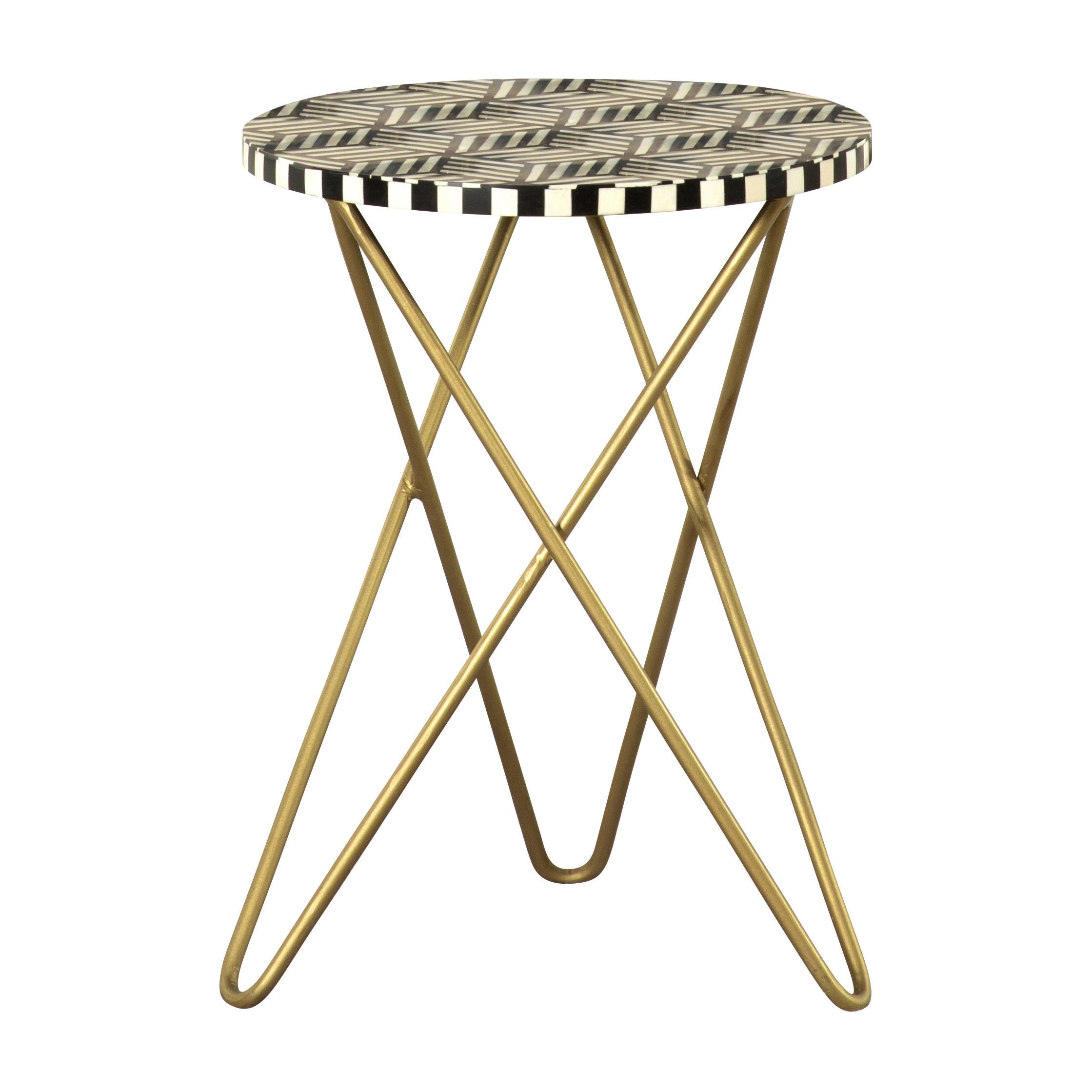 Coaster Furniture Xenia 935878 Round Bone Inlay Accent Side Table - White and Gold - Image 1