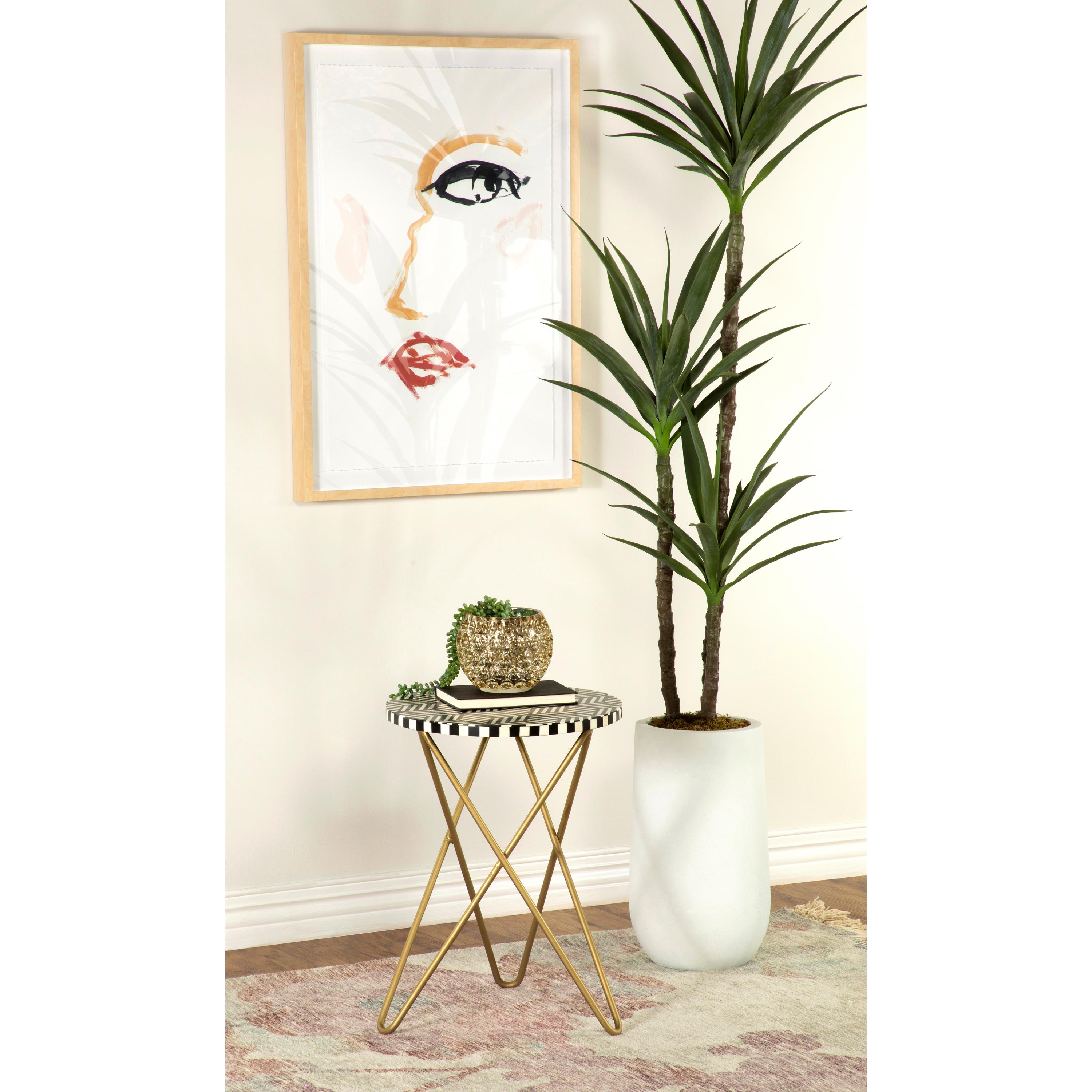 Coaster Furniture Xenia 935878 Round Bone Inlay Accent Side Table - White and Gold - Image 2