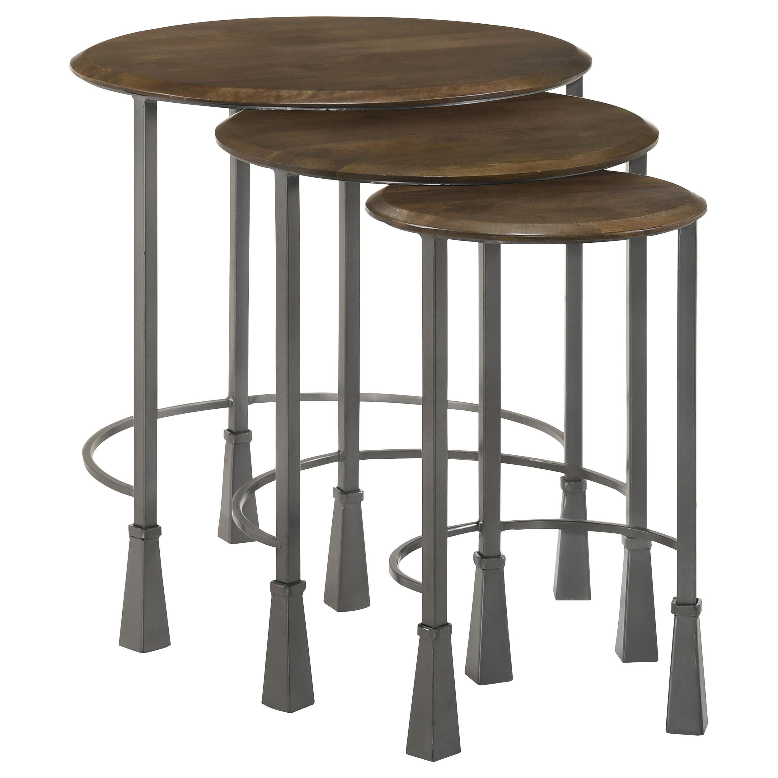 Coaster Furniture Deja 935971 3-piece Round Nesting Table Set – Natural and Gunmetal