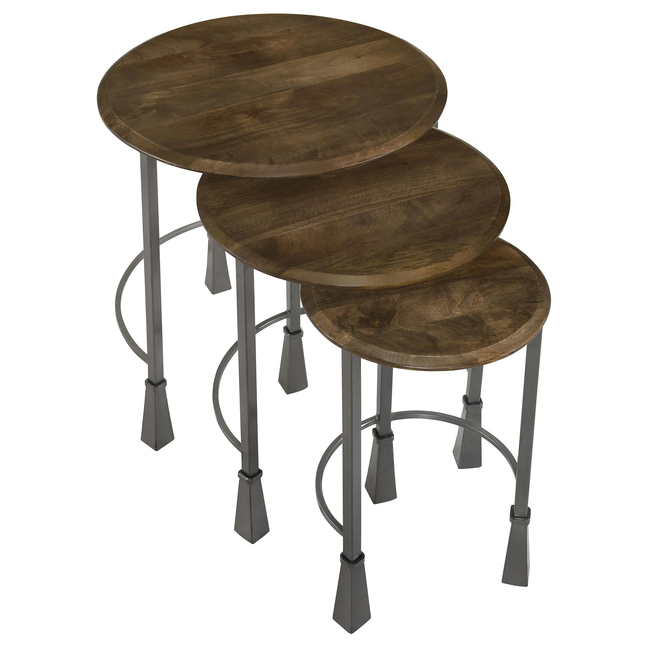 Coaster Furniture Deja 935971 3-piece Round Nesting Table Set - Natural and Gunmetal - Image 2