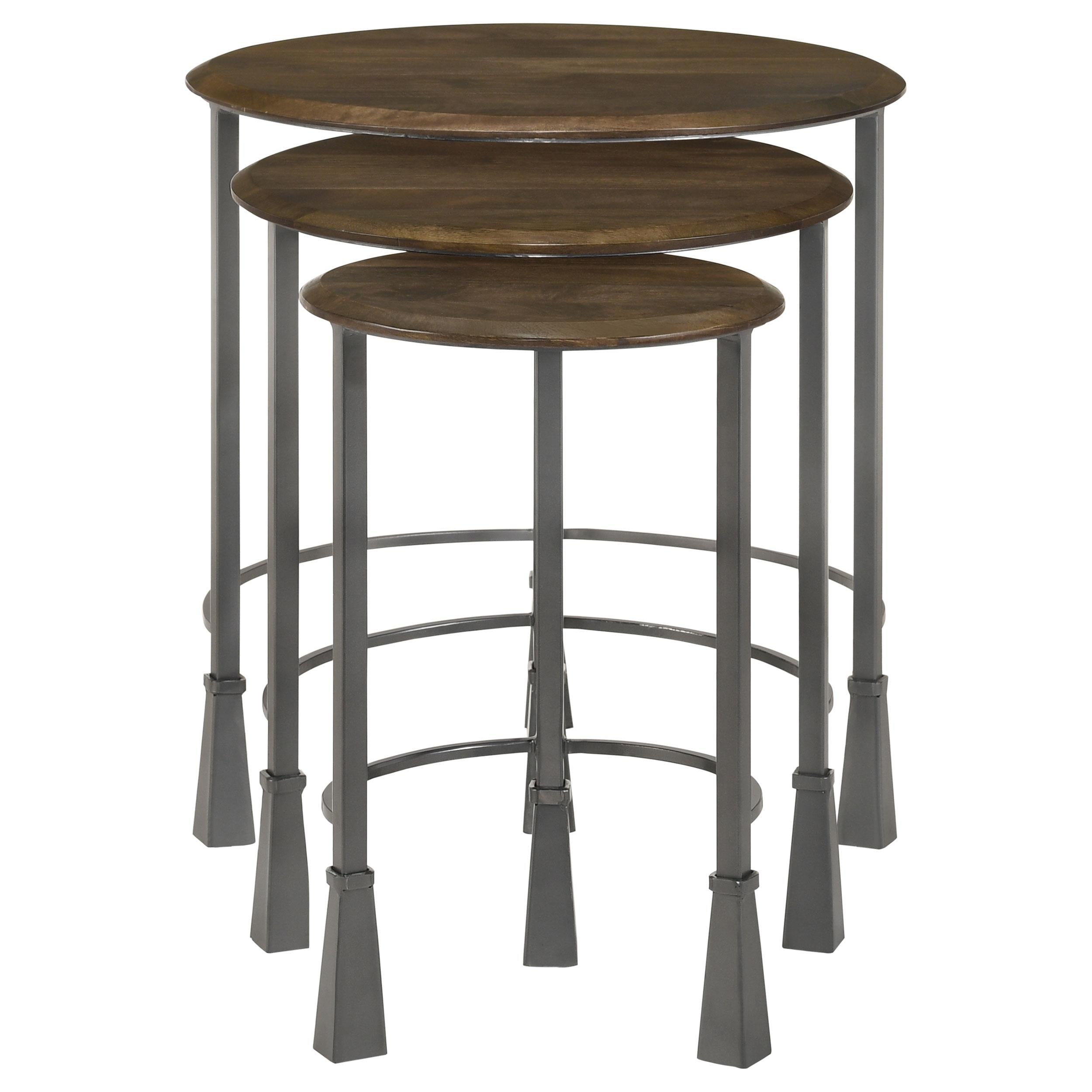 Coaster Furniture Deja 935971 3-piece Round Nesting Table Set - Natural and Gunmetal - Image 3
