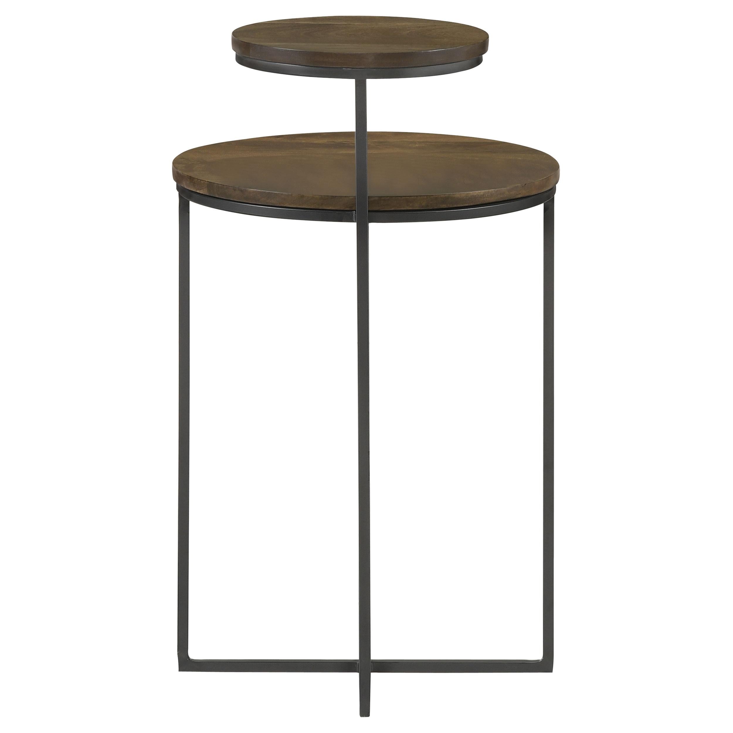 Coaster Furniture Yael 935980 Round Mango Wood Accent Side Table - Natural and Gunmetal - Image 2