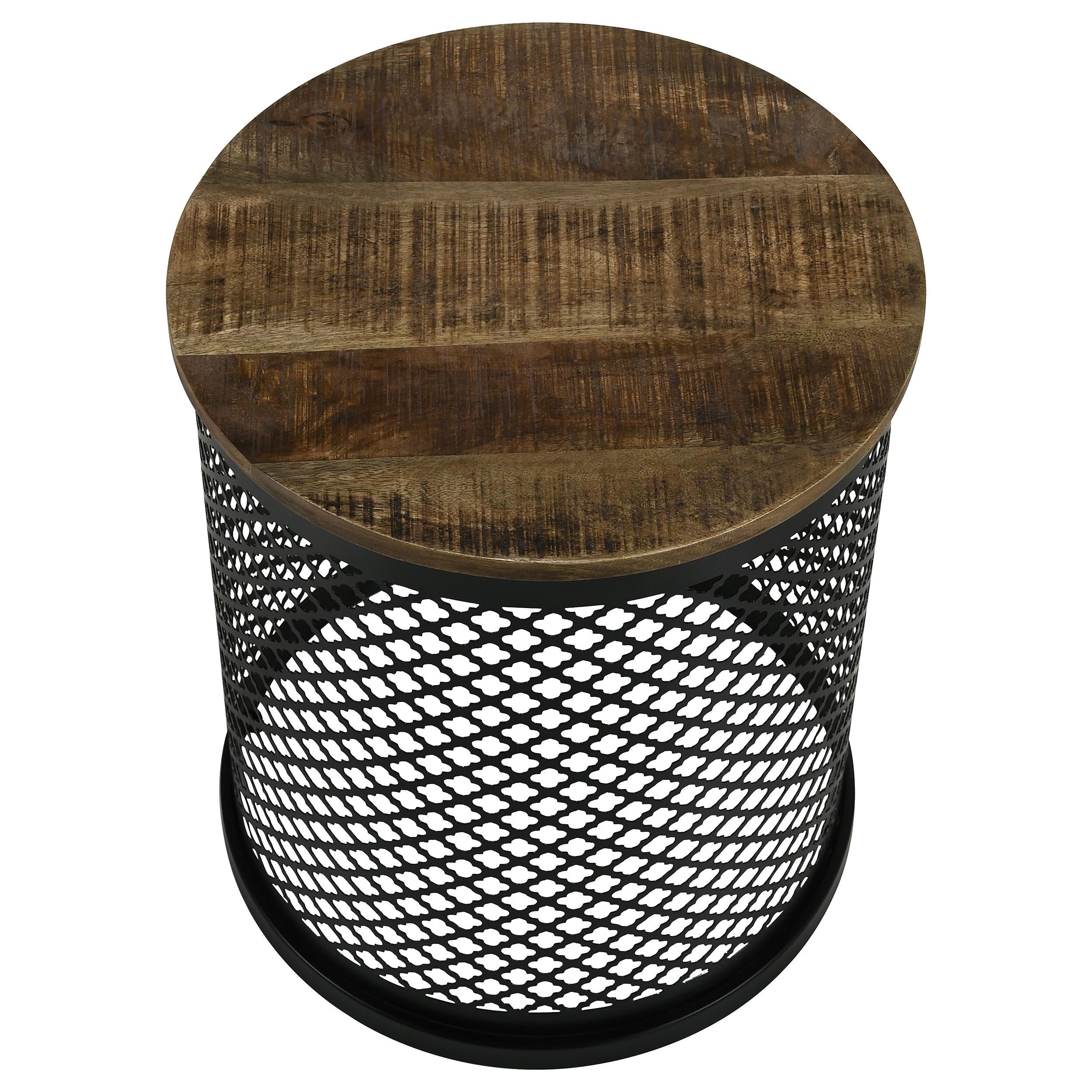 Coaster Furniture Aurora 935990 Round Drum Base Accent Side Table - Natural and Black - Image 2