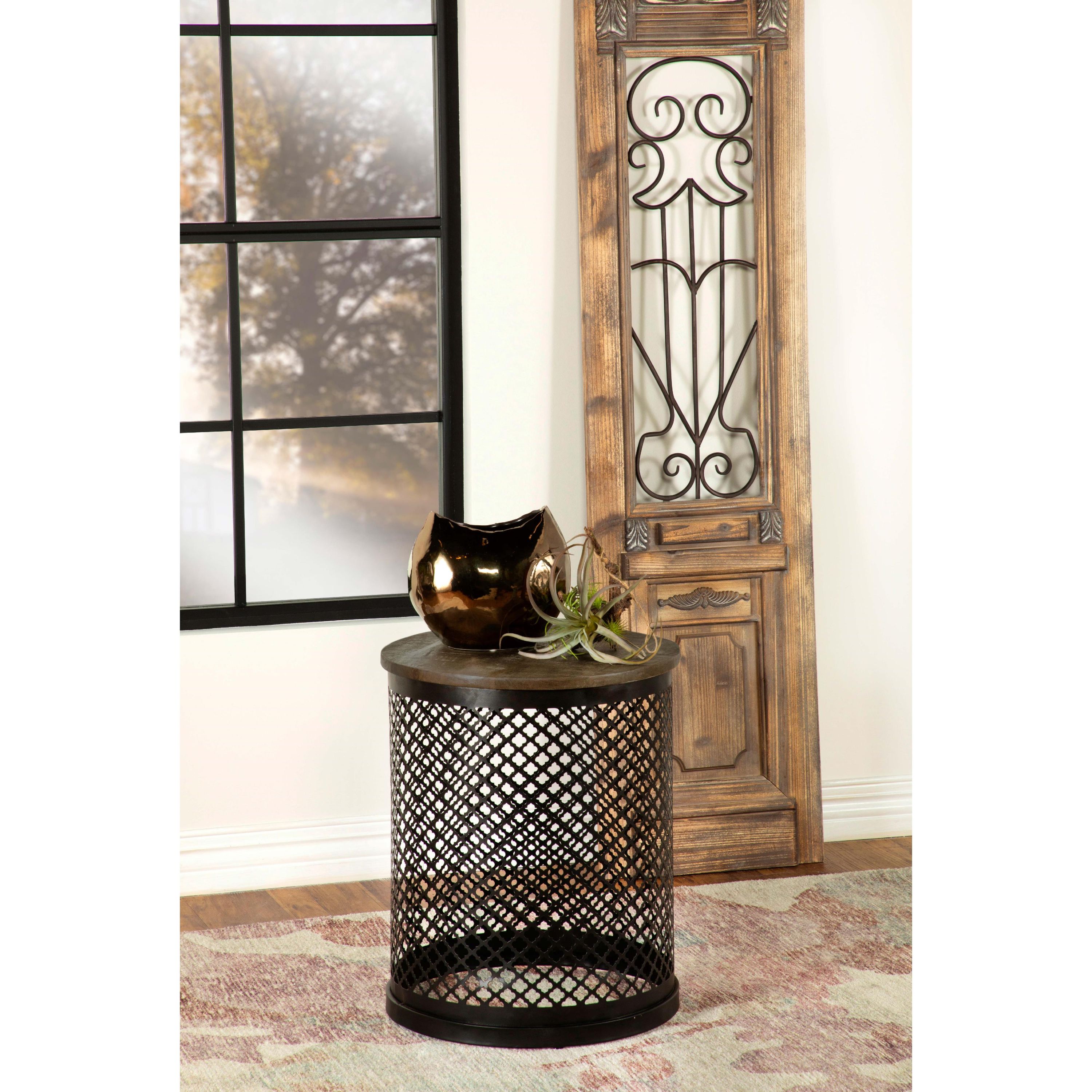 Coaster Furniture Aurora 935990 Round Drum Base Accent Side Table - Natural and Black - Image 3