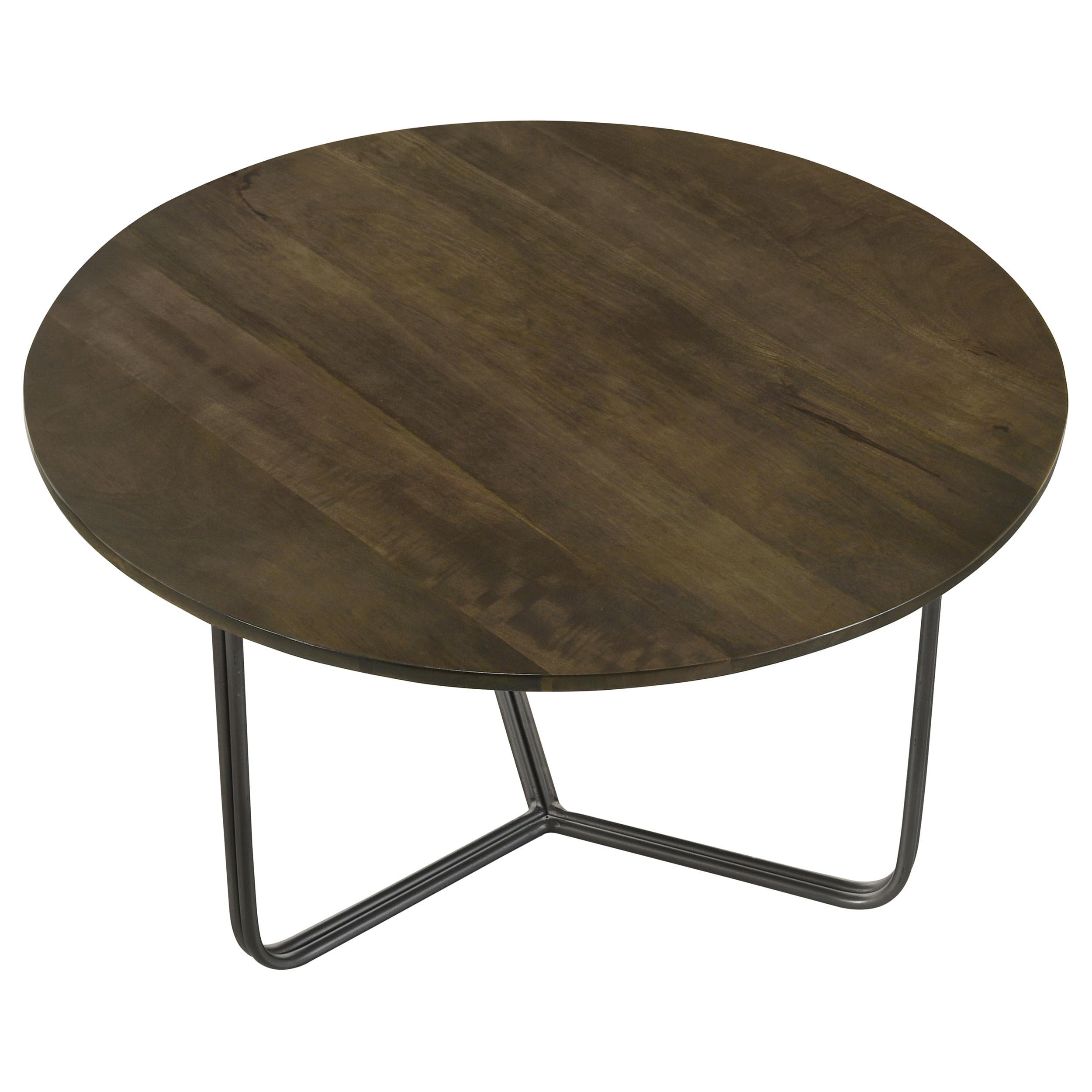 Coaster Furniture Yaritza 935995 Round Mango Wood Coffee Table - Natural and Gunmetal - Image 2