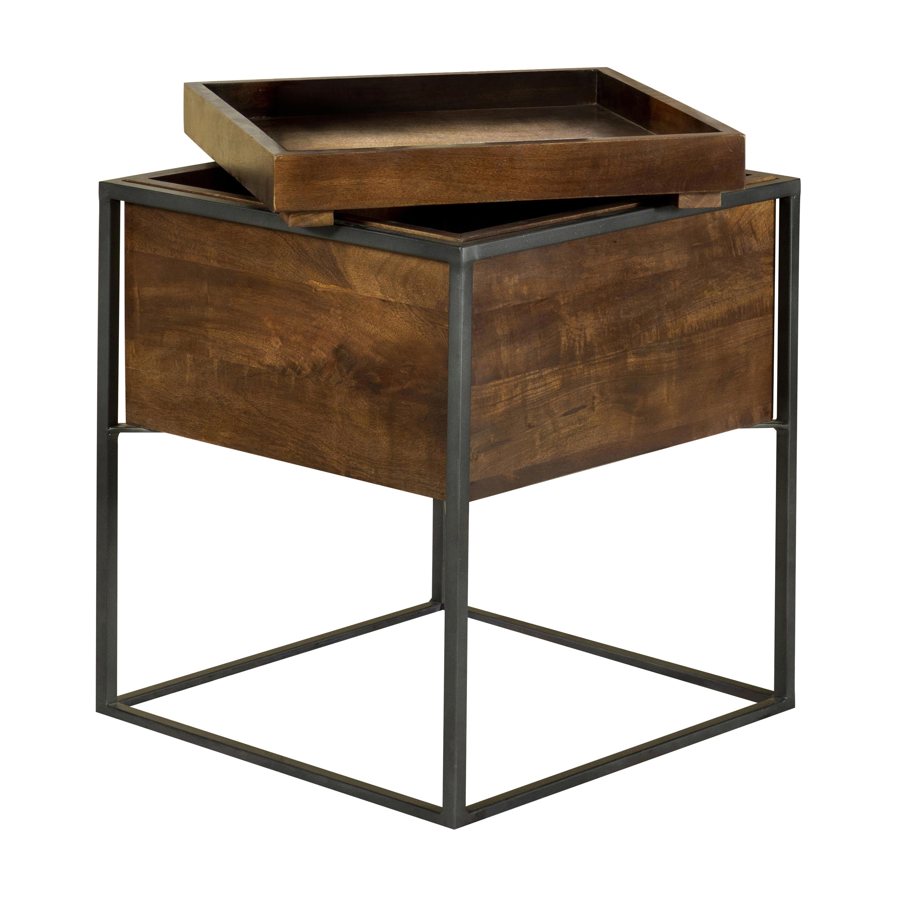 Coaster Furniture Ondrej 936007 Square Accent Side Table Removable Tray - Dark Brown - Image 1