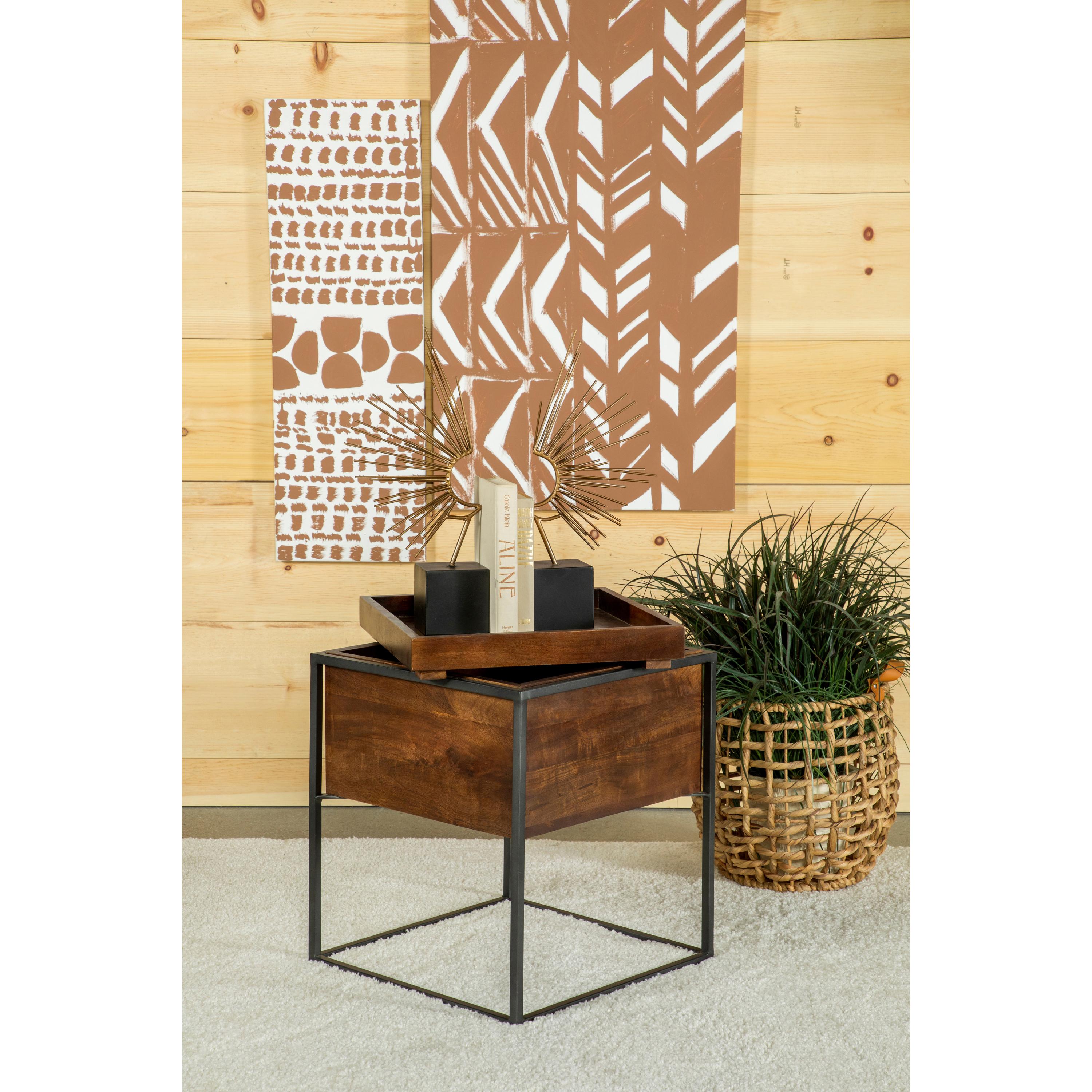 Coaster Furniture Ondrej 936007 Square Accent Side Table Removable Tray - Dark Brown - Image 2