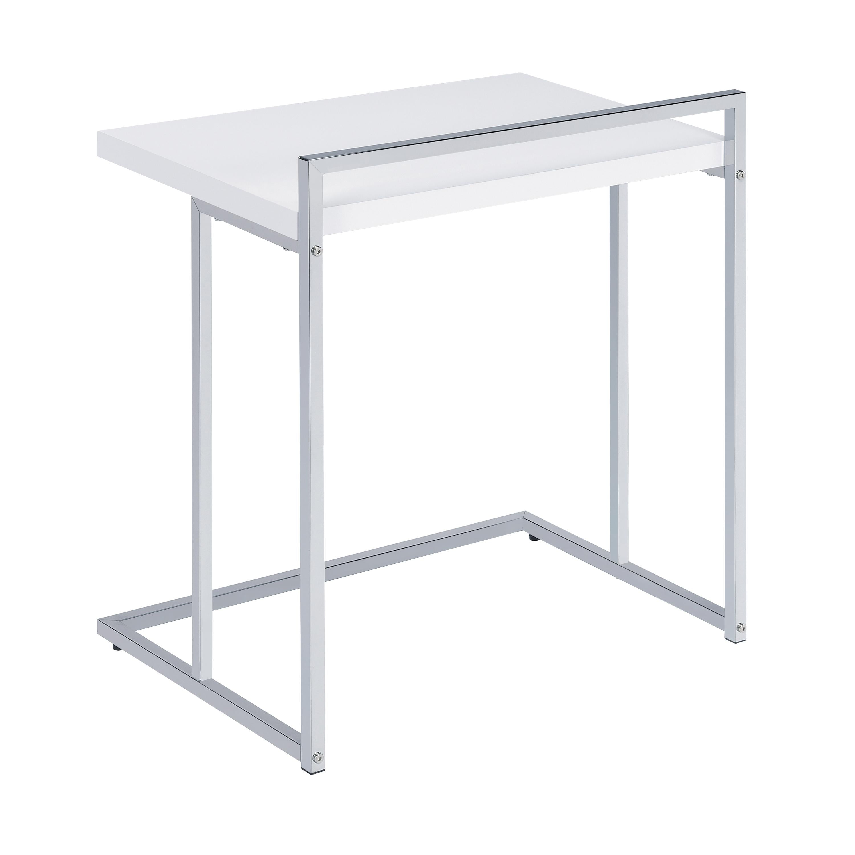 Coaster Furniture Dani 936118 Rectangular C-Shaped Sofa Side Table - White High Gloss - Image 2