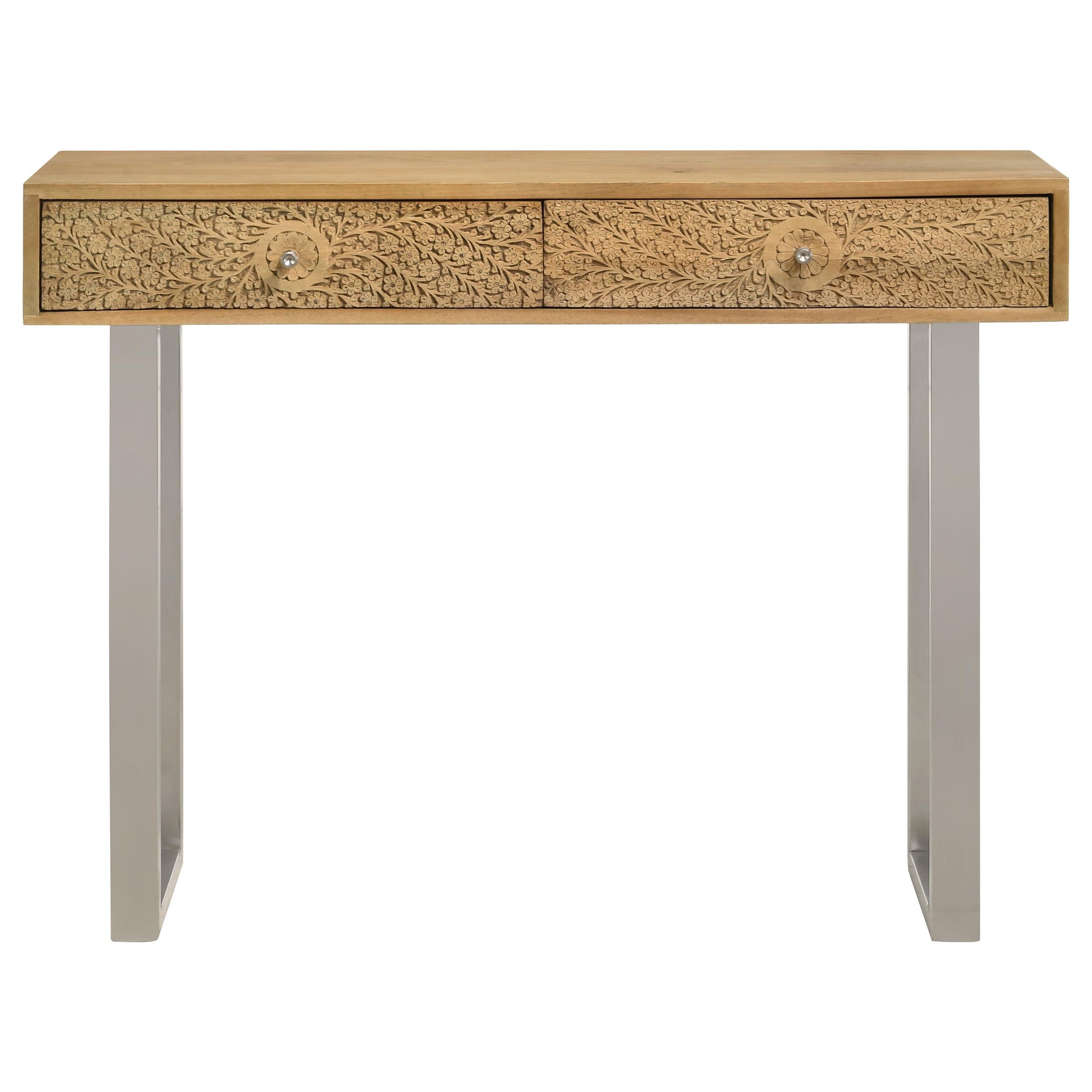 Coaster Furniture Draco 953512 2-Drawer Console Table Hand Carved Details - Natural - Image 3