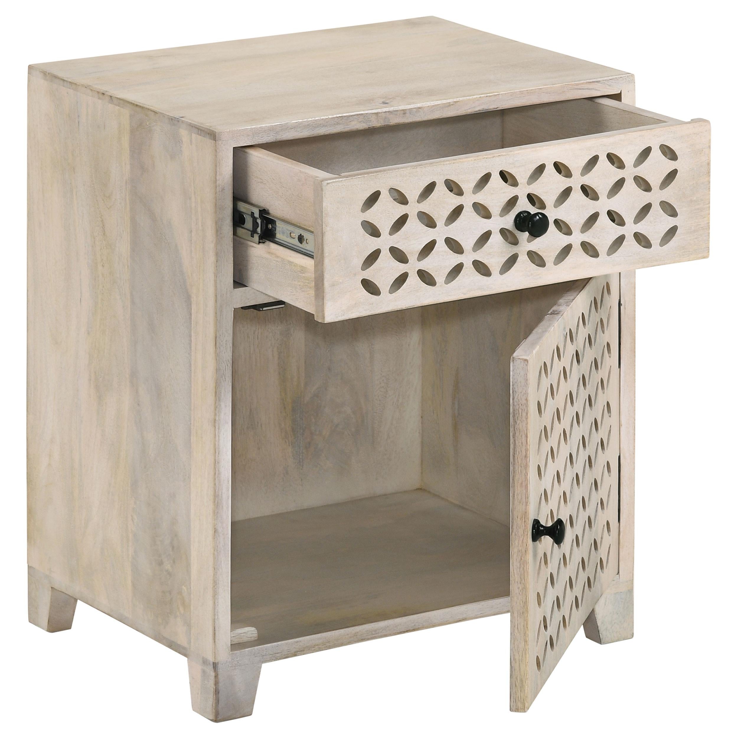 Coaster Furniture August 953569 1-Drawer Trellis Pattern Storage Cabinet - White Washed - Image 2