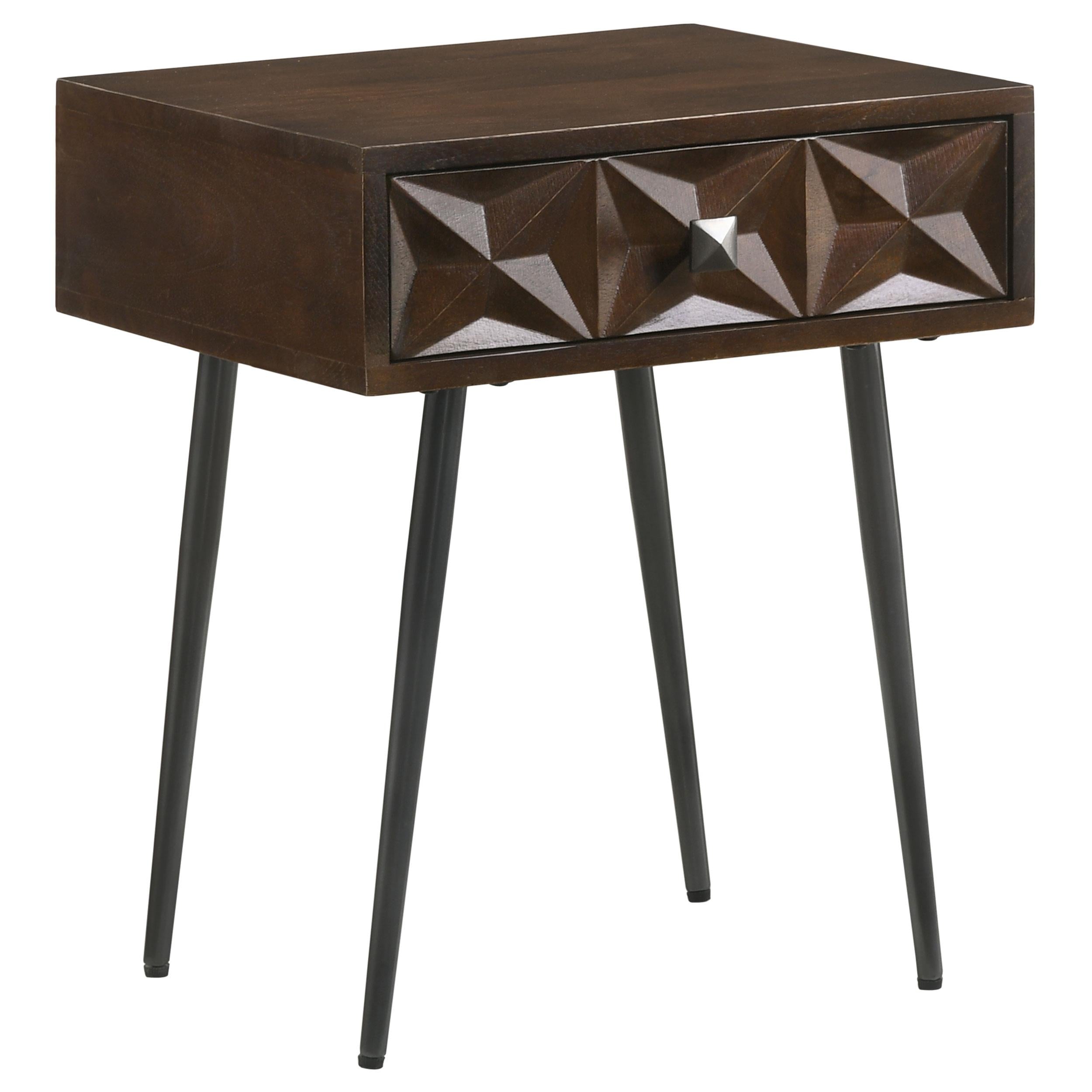 Coaster Furniture Ezra 959539 1-Drawer Rectangular Accent Side Table – Coffee Brown