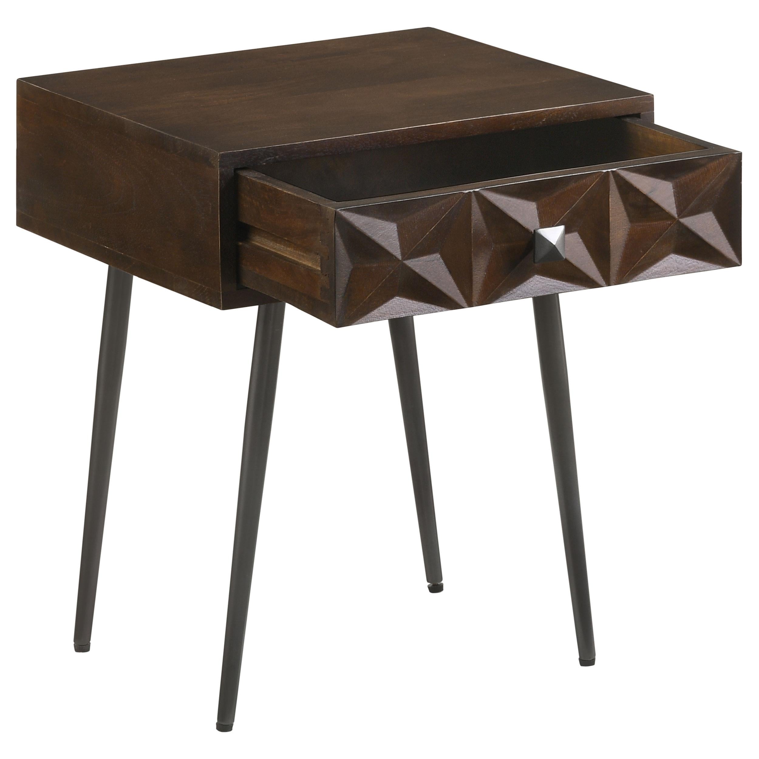 Coaster Furniture Ezra 959539 1-Drawer Rectangular Accent Side Table - Coffee Brown - Image 2