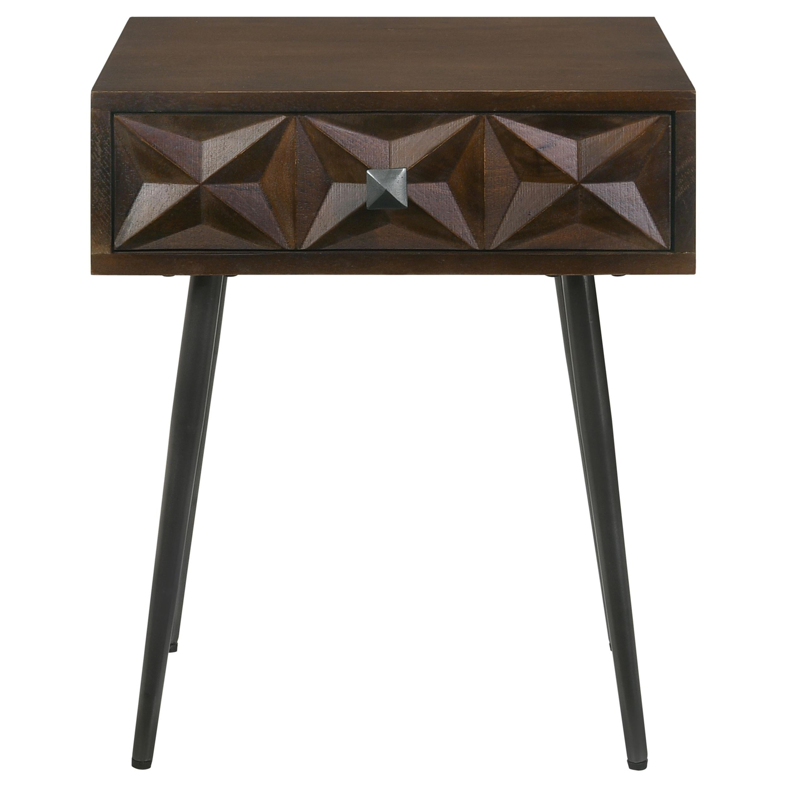 Coaster Furniture Ezra 959539 1-Drawer Rectangular Accent Side Table - Coffee Brown - Image 3