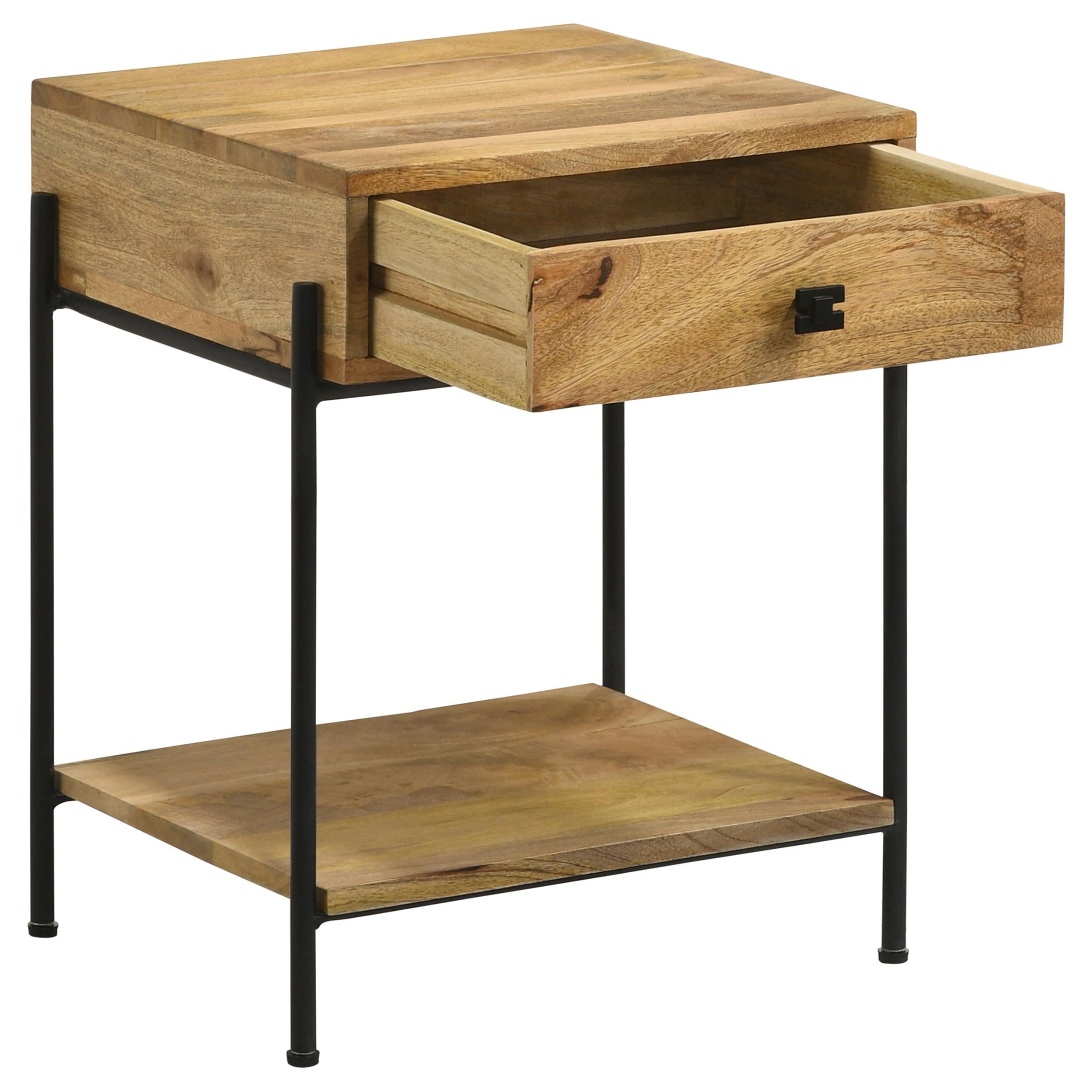 Coaster Furniture Declan 959556 1-Drawer Wood Accent Side Table - Natural Mango - Image 2