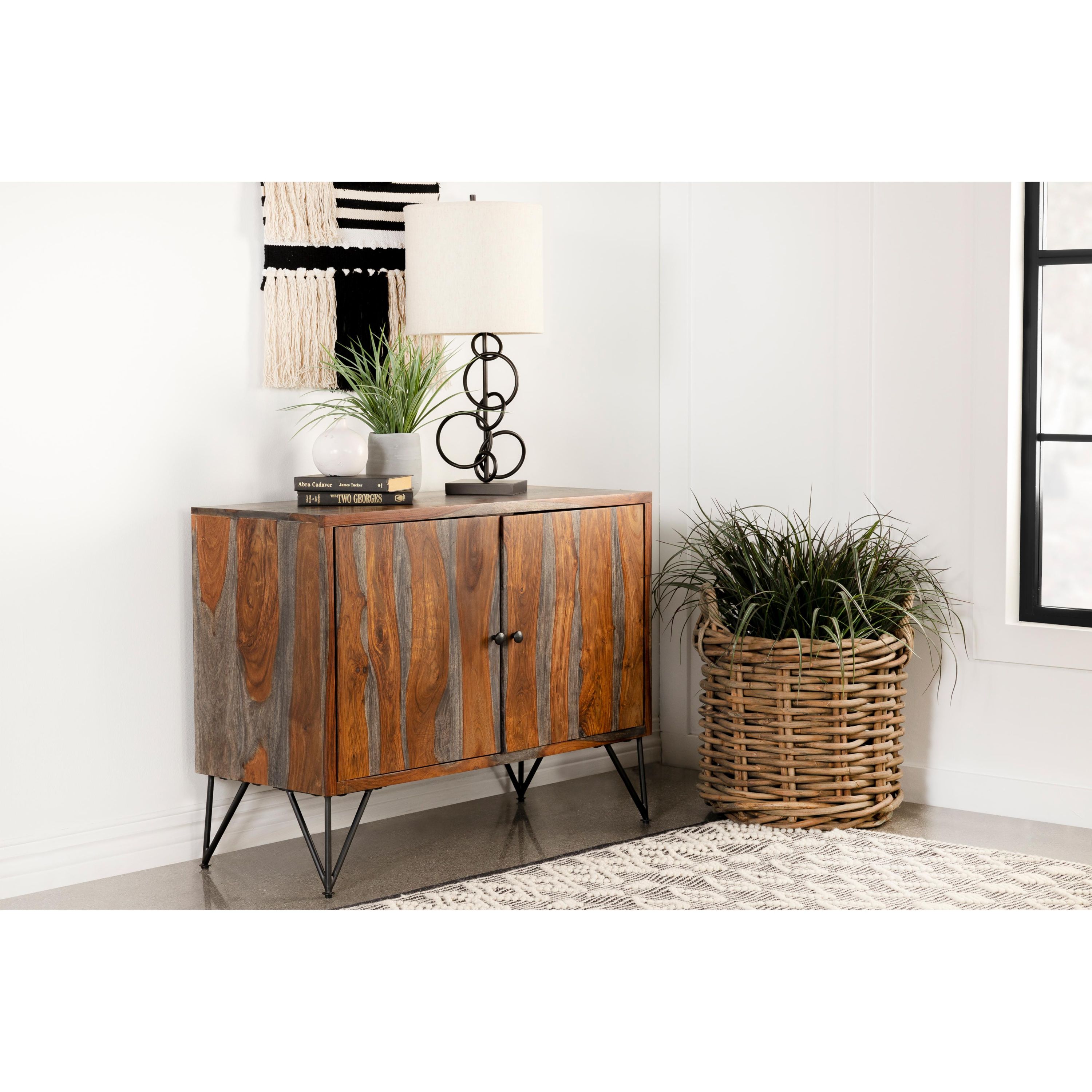 Coaster Furniture Macon 959615 2-door Sheesham Wood Storage Accent Cabinet - Grey - Image 2