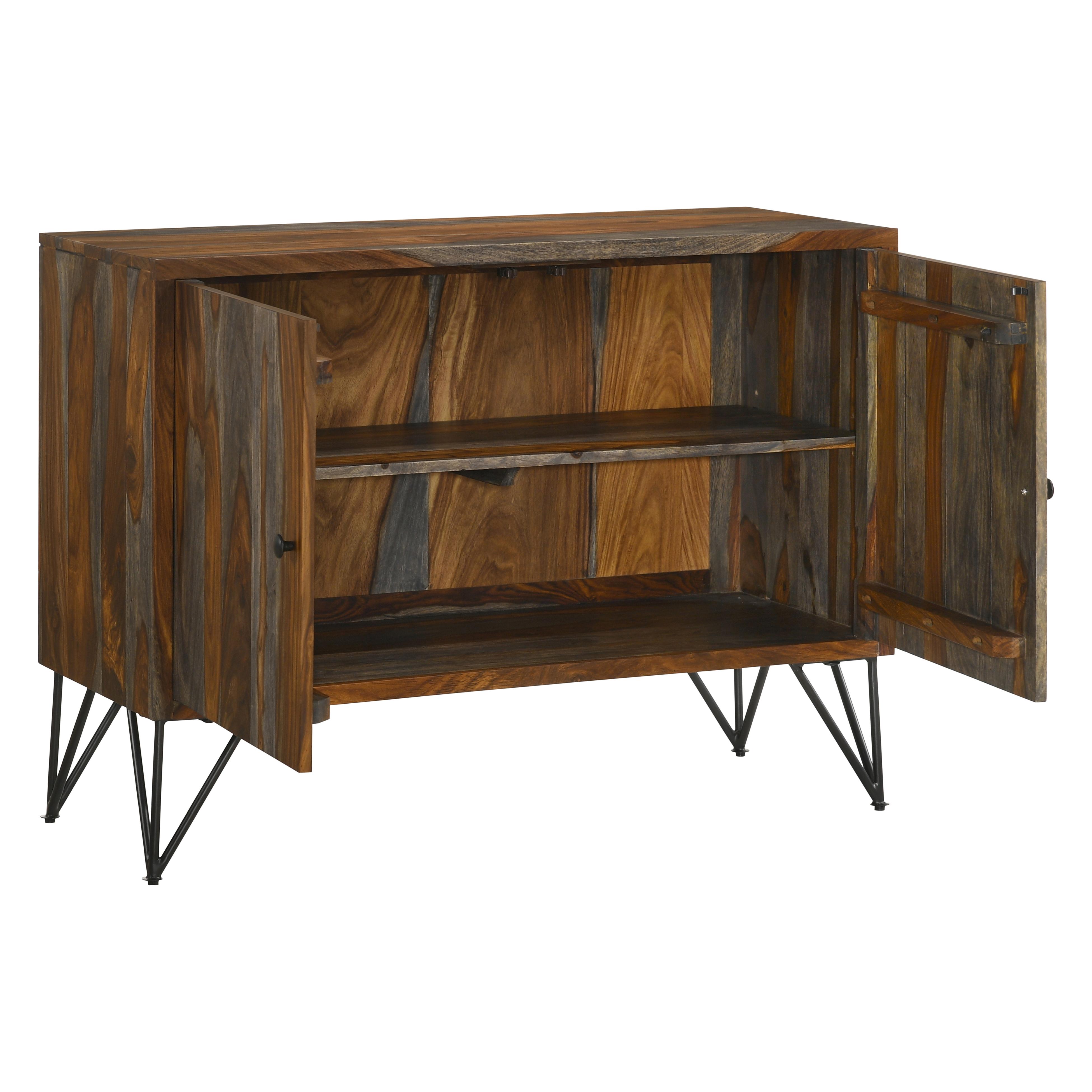 Coaster Furniture Macon 959615 2-door Sheesham Wood Storage Accent Cabinet - Grey - Image 3