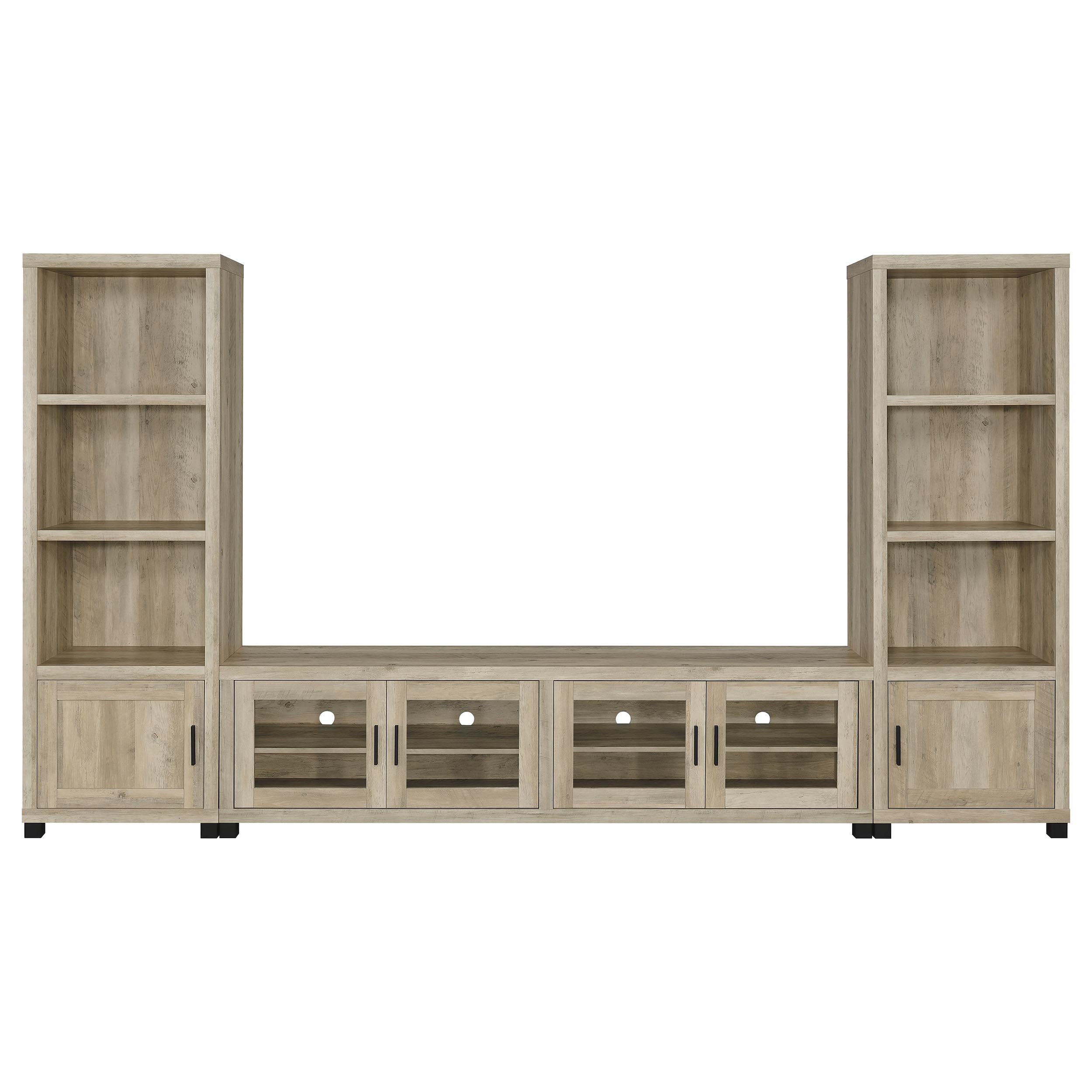Coaster Furniture Sachin 736283-SET 3-piece Entertainment Center with 79" TV Stand - Antique Pine - Image 1