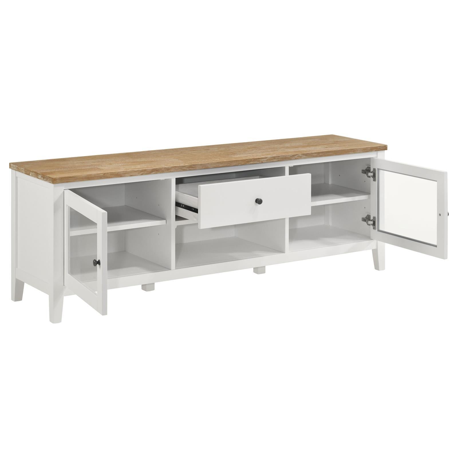 Coaster Furniture Hollis 708253 2-door Wood 67" TV Stand with Drawer - Brown and White - Image 3