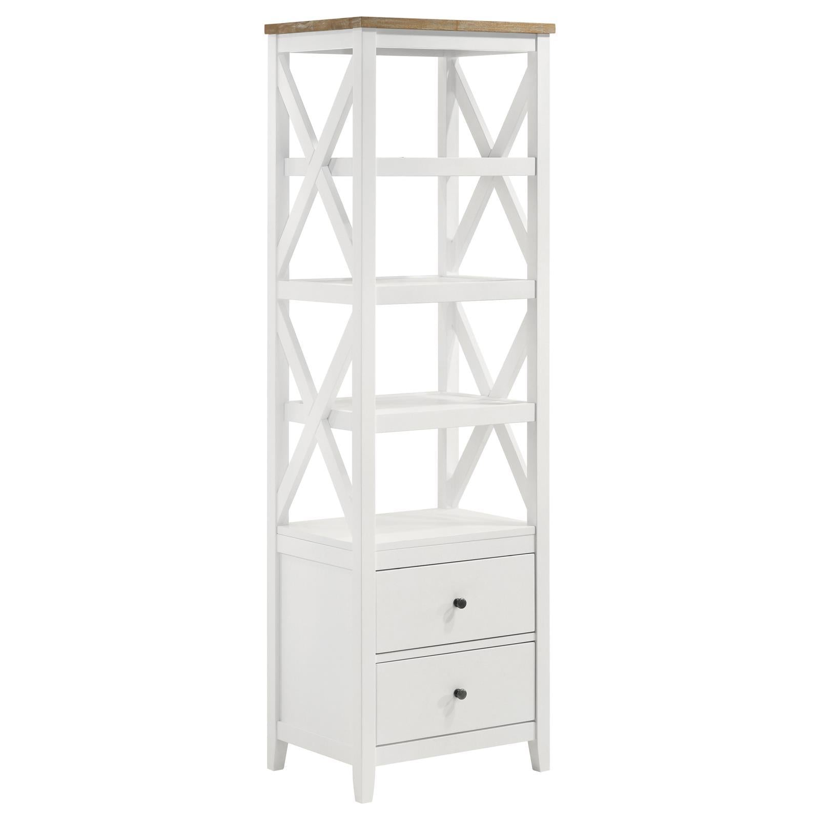 Coaster Furniture Hollis 708254 4-shelf Wood Media Tower with Drawers – Brown and White