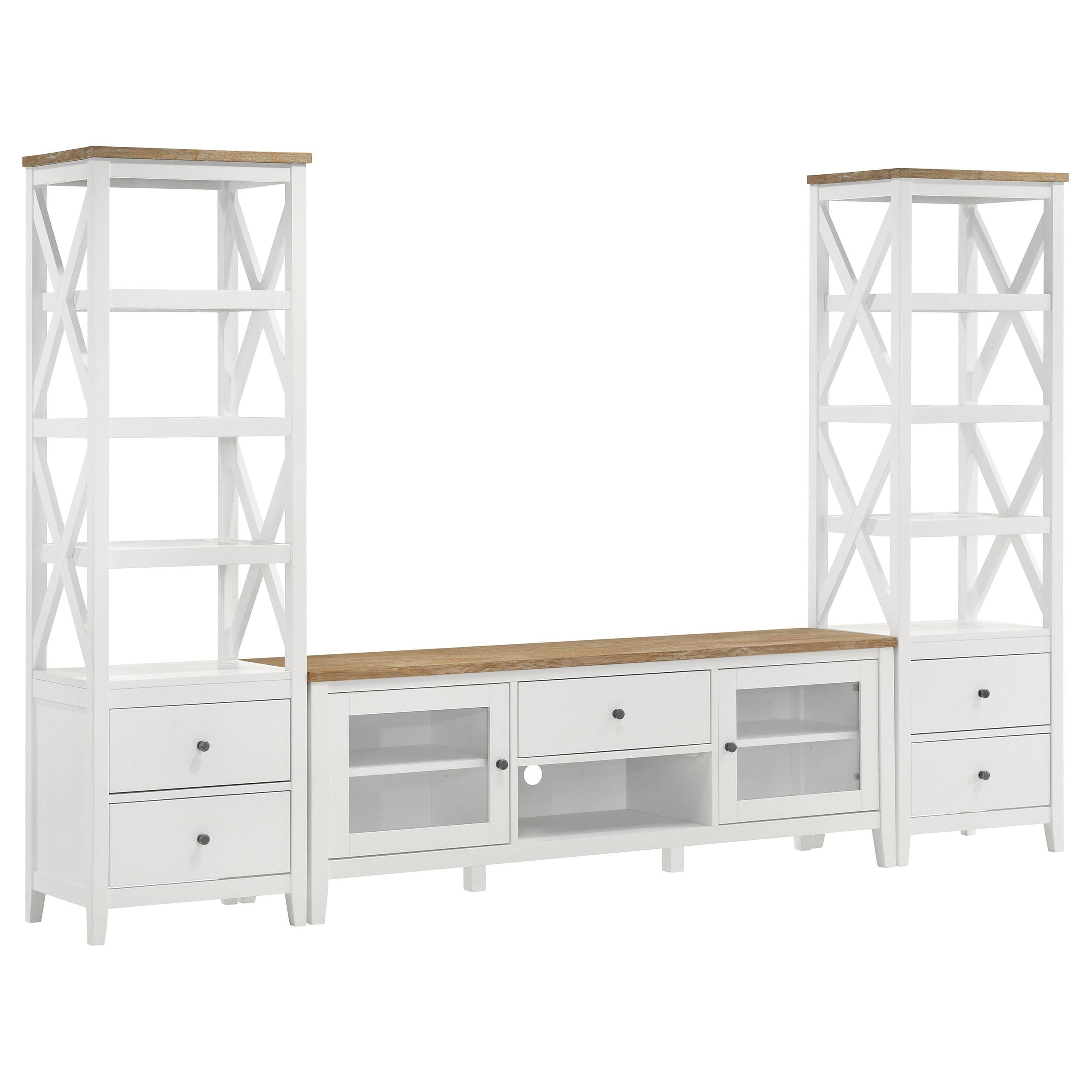 Coaster Furniture Angela 708253-SET 3-piece Entertainment Center with 67" TV Stand - Brown/White - Image 1