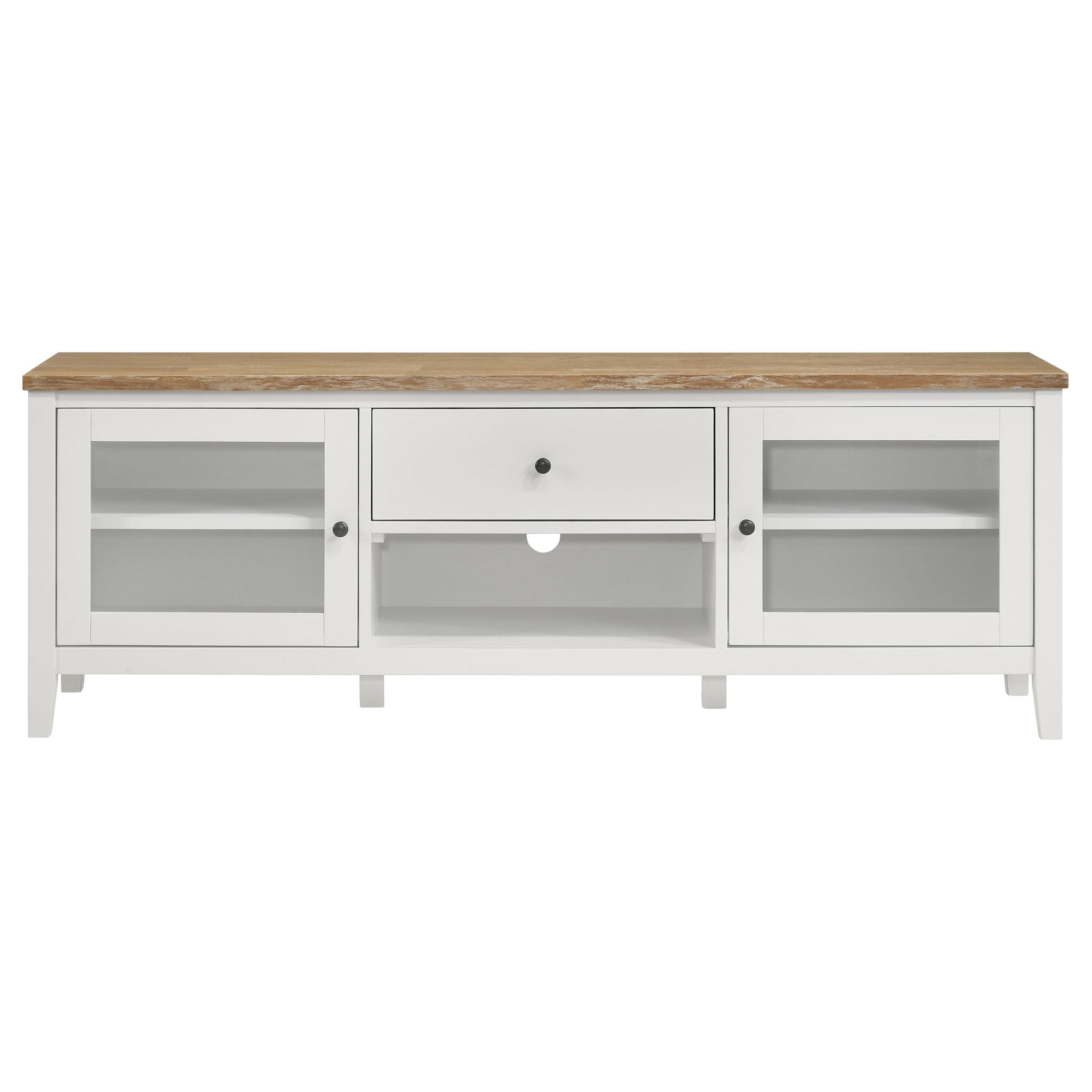 Coaster Furniture Angela 708253-SET 3-piece Entertainment Center with 67" TV Stand - Brown/White - Image 3