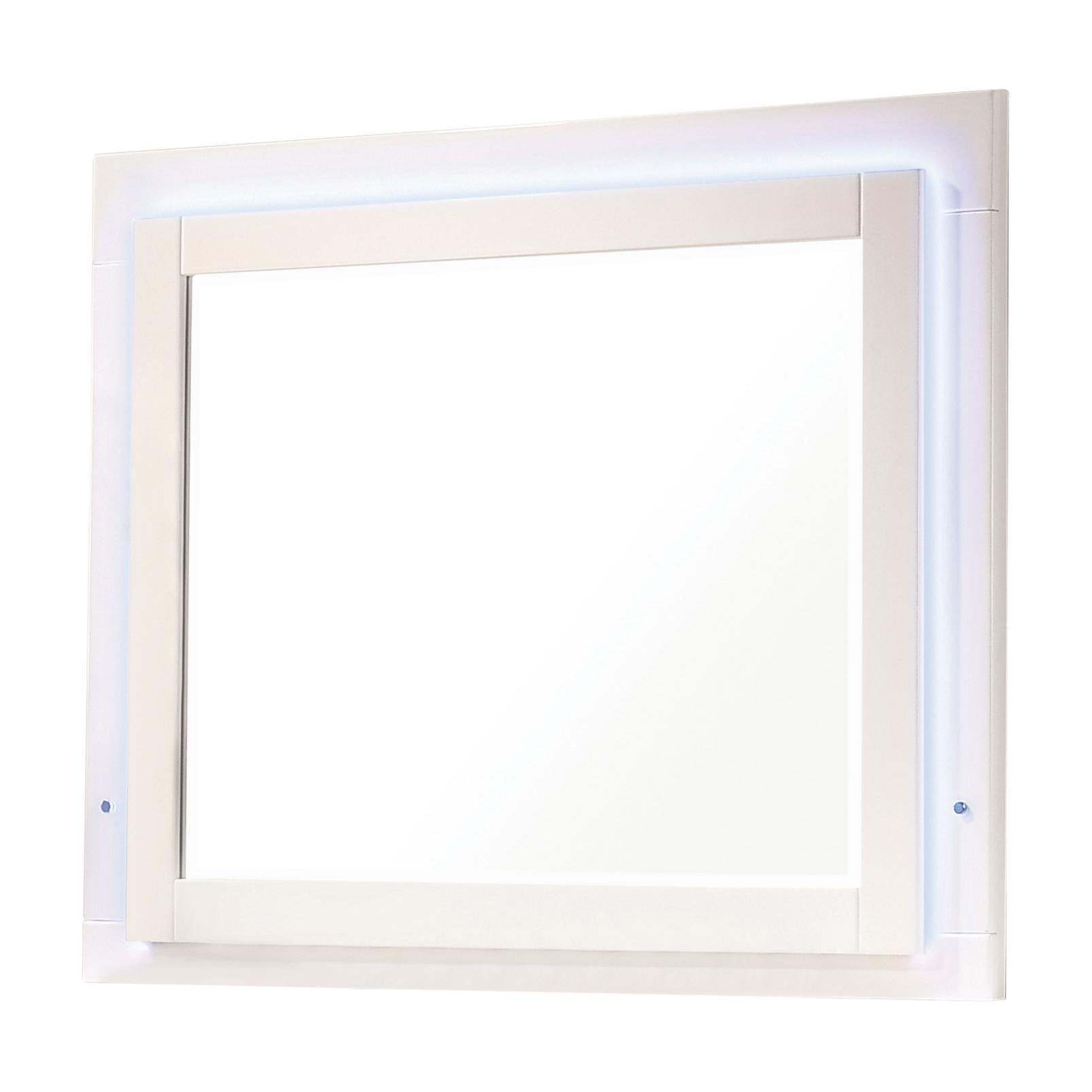 Coaster Furniture Felicity 203504LED Wood LED Dresser Mirror - White High Gloss - Image 1