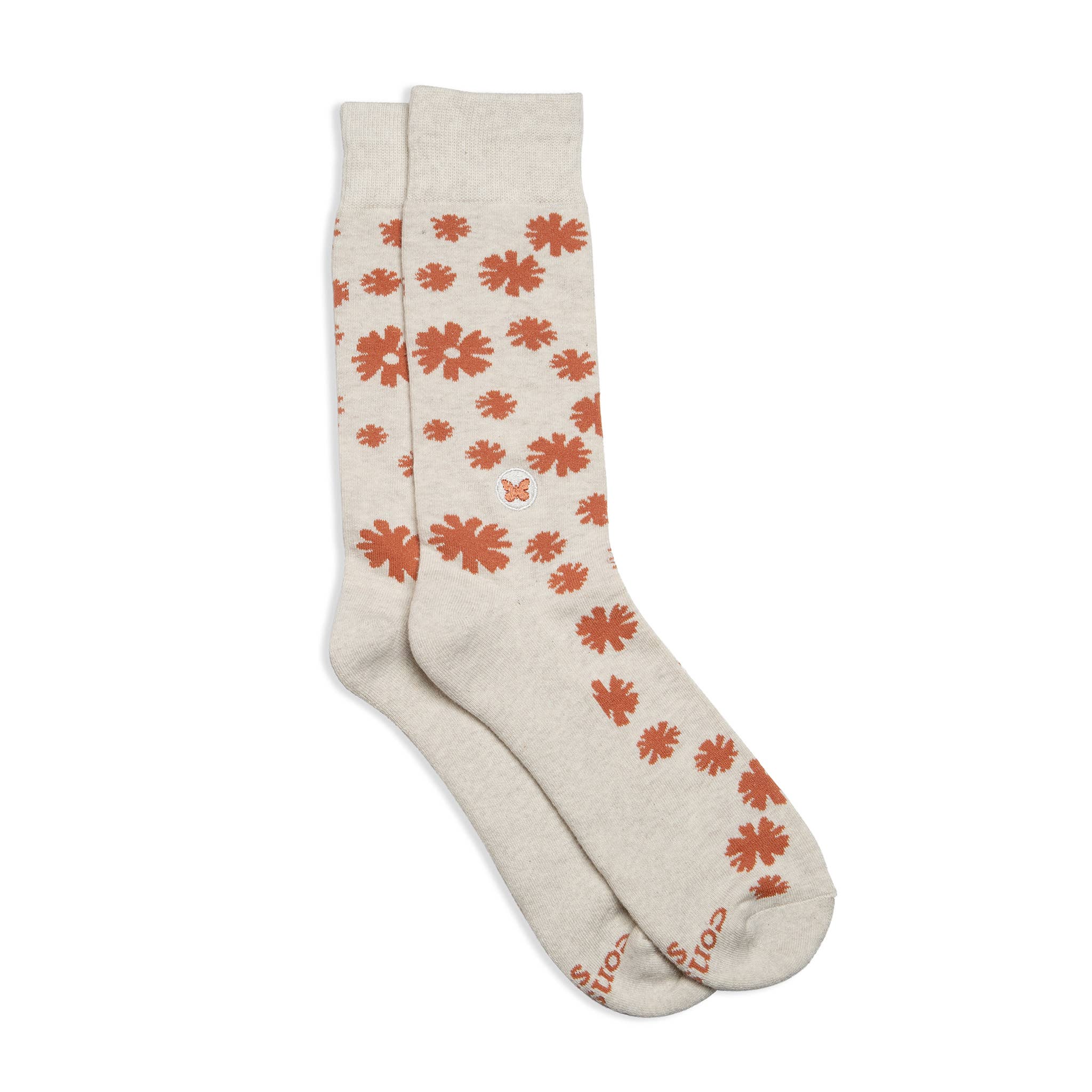 Socks that Stop Violence Against Women (Orange Flowers): Small - Image 1