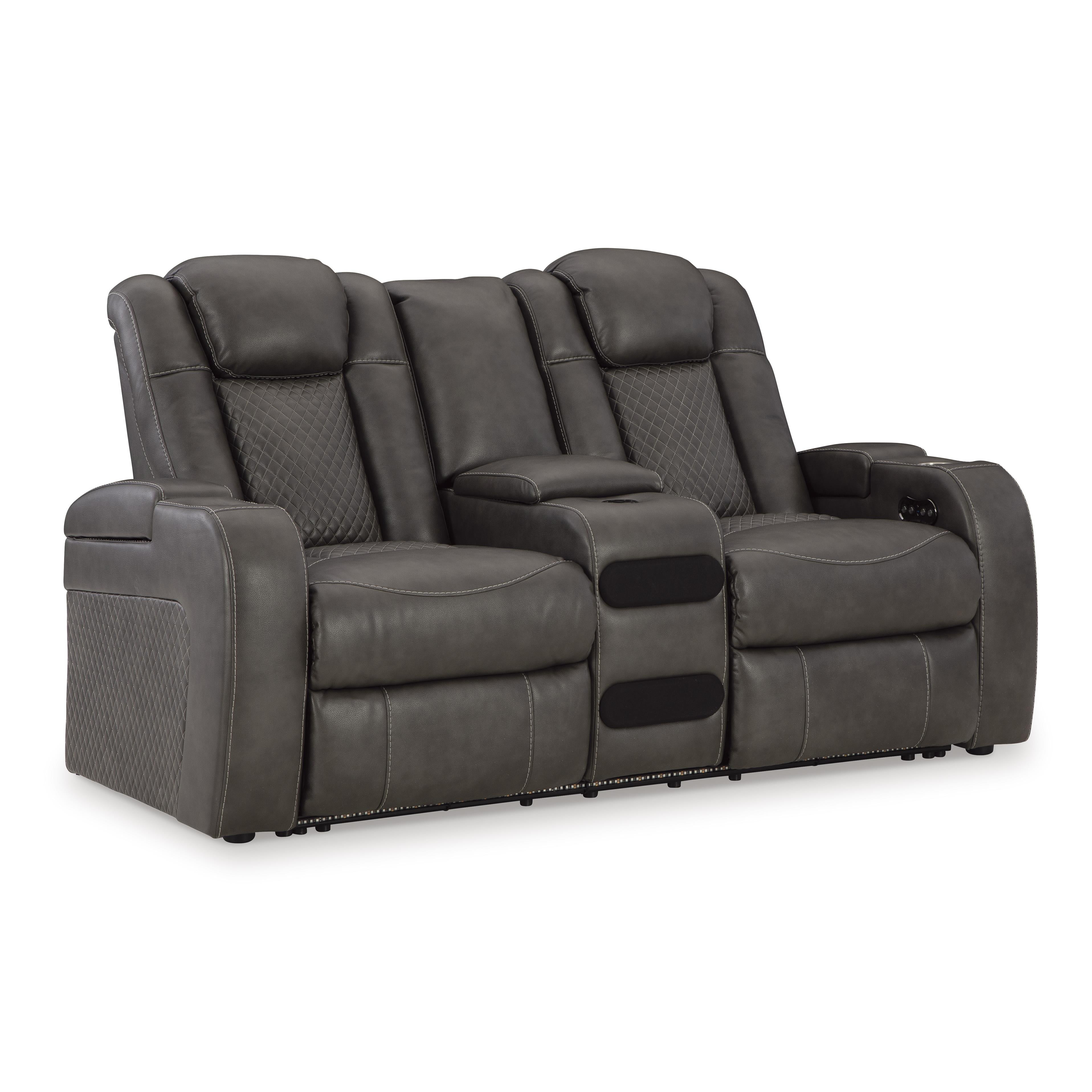 Signature Design by Ashley Fyne-Dyme 3660218 Power Reclining Loveseat with Console and Adjustable Headrest - Image 1