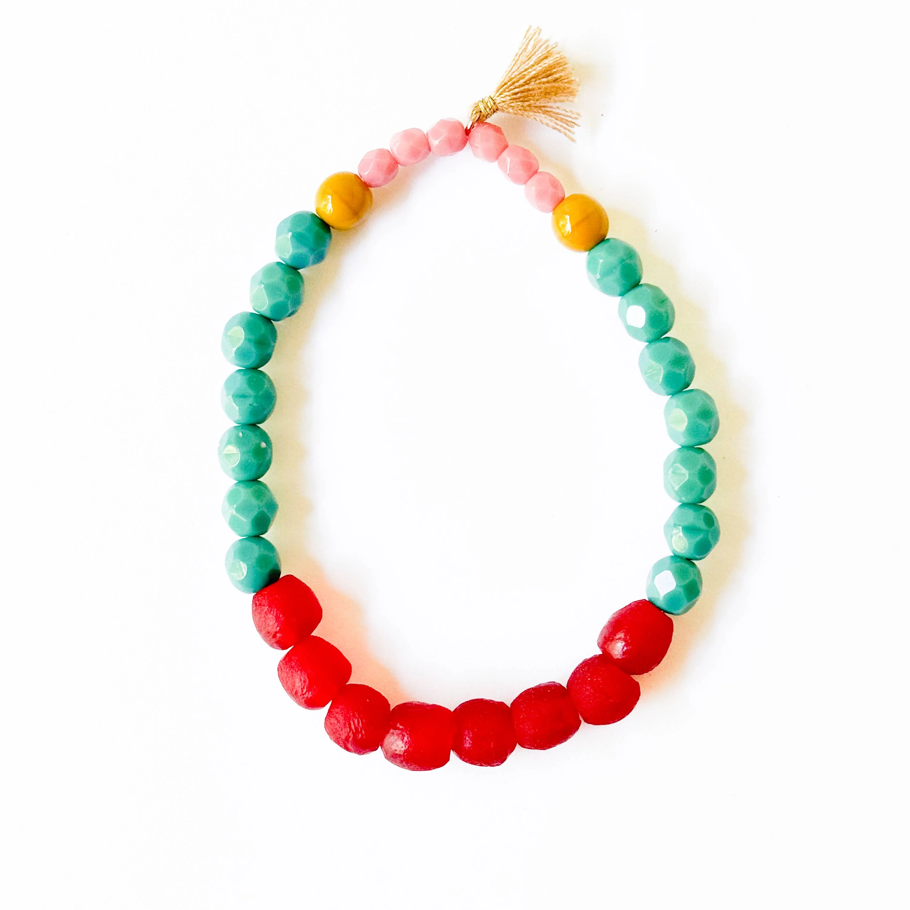 Multicolor Recycled African Glass And Mixed Bead Bracelet - Image 3