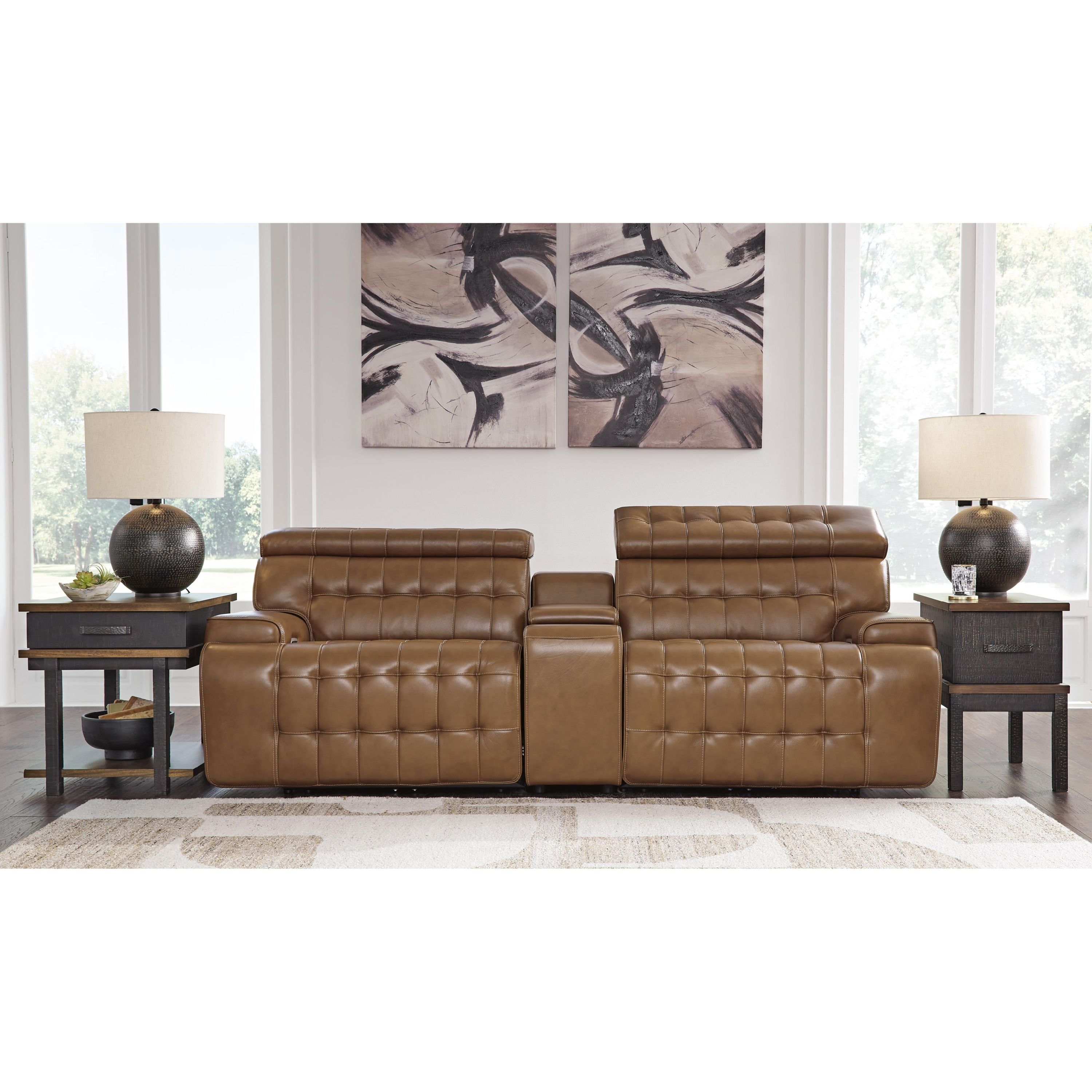 Signature Design by Ashley Temmpton U92708S2 3 pc Power Reclining Sectional Loveseat with Console - Image 2