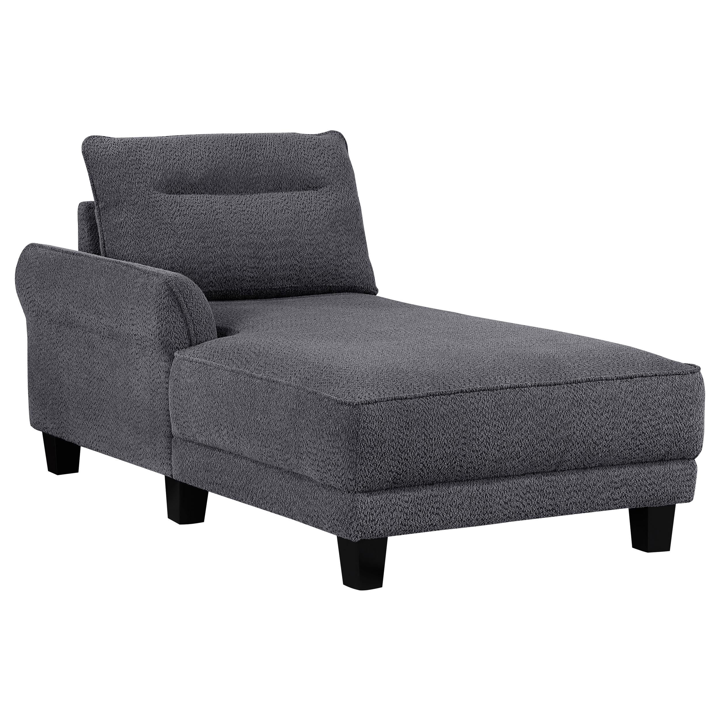 Coaster Furniture Caspian 509540 Upholstered Curved Arm Chaise Sectional Sofa - Grey - Image 2